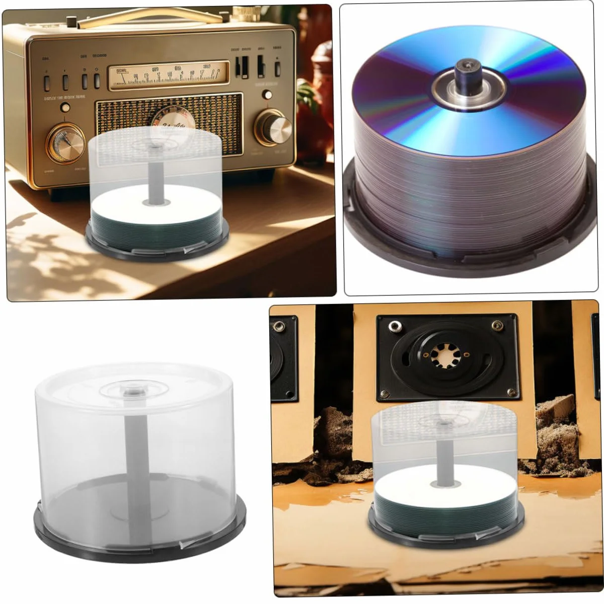 BESTOYARD Organizador De Cds y Dvds Compacto 3 Piezas Para 50 Discos, Caja De Almacenamiento De Plástico Transparente, Diseño Apilable y Portátil Para Uso Coche y Hogar
