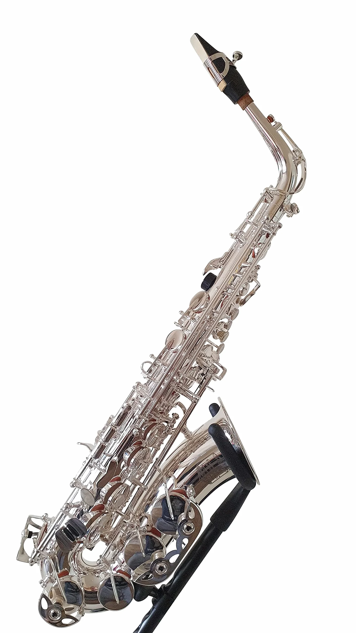 Saxofón Alto, Placa de Plata Sólida, Incluye Funda Dura de Lujo y Accesorios, Nuevo, Diseño de Saxofón Alto