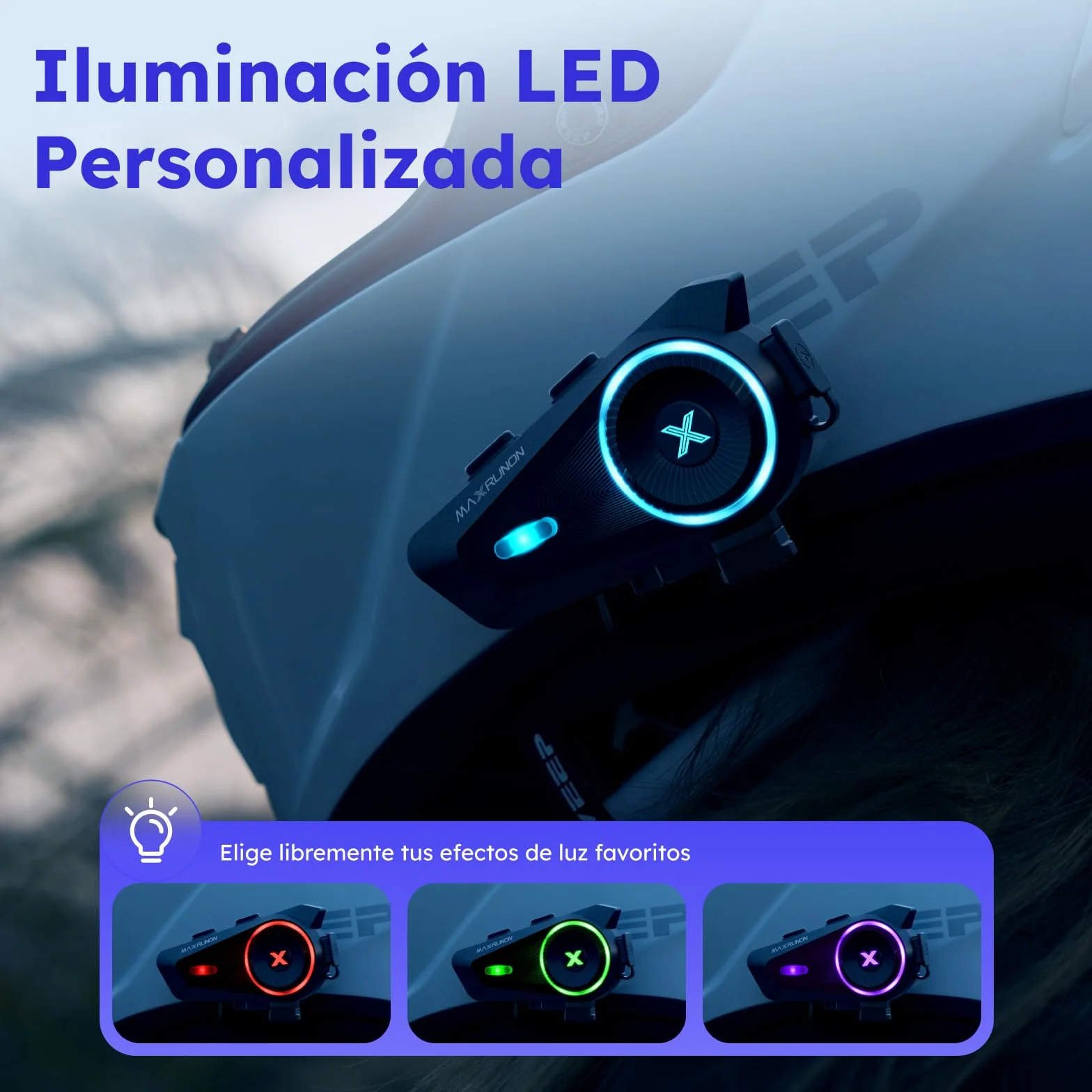 Intercomunicador Casco Moto Bluetooth 5.4, 4 Motociclistas, Cancelación de Ruido, IPX7, 2 Pack