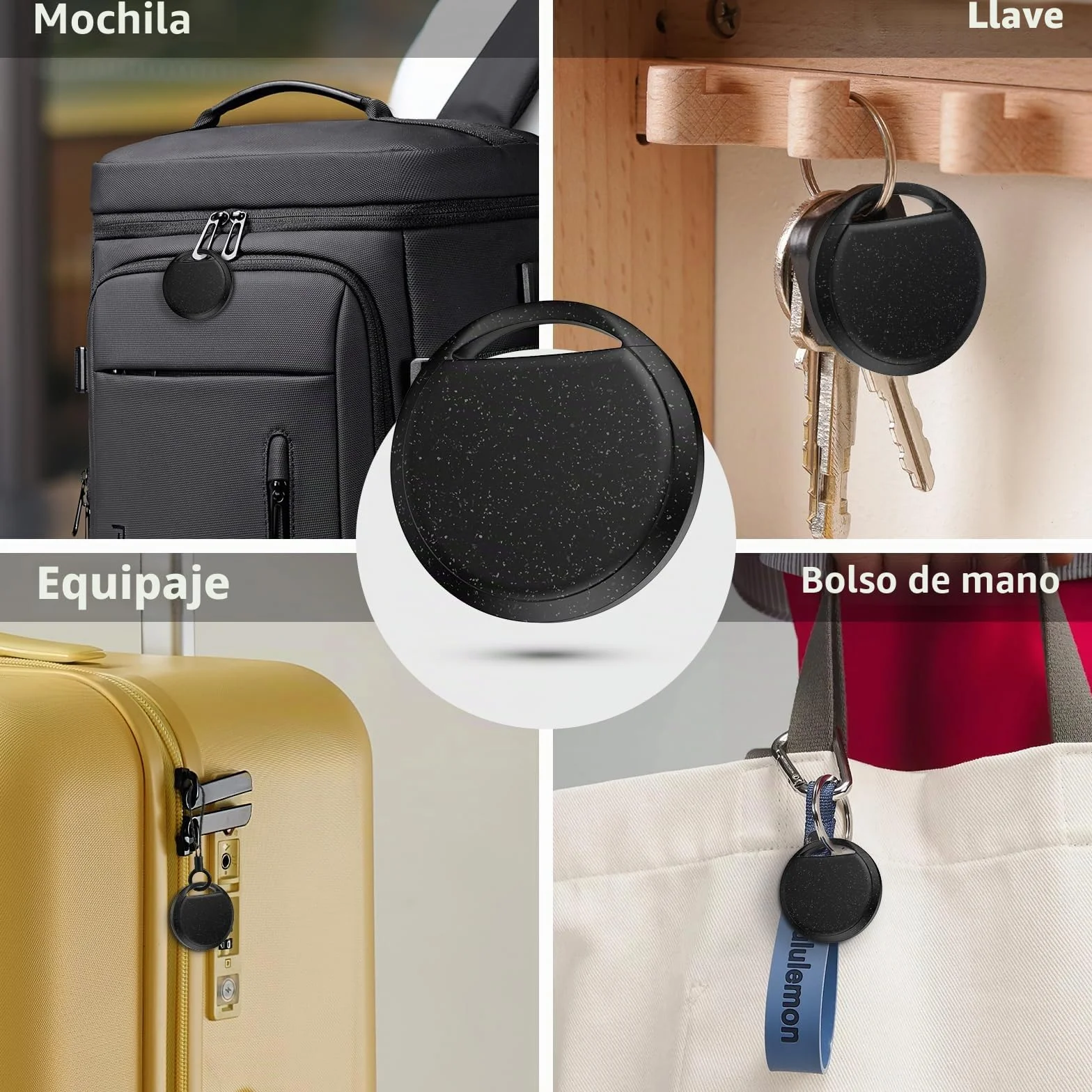 RSH Android Smart Tracker Tag, Tracker Compatible con Google Find Hub App (Sólo Android), Localizador Bluetooth, Rastreador para Llaves, Cartera, Equipaje, Impermeable IP68, 4 Negro