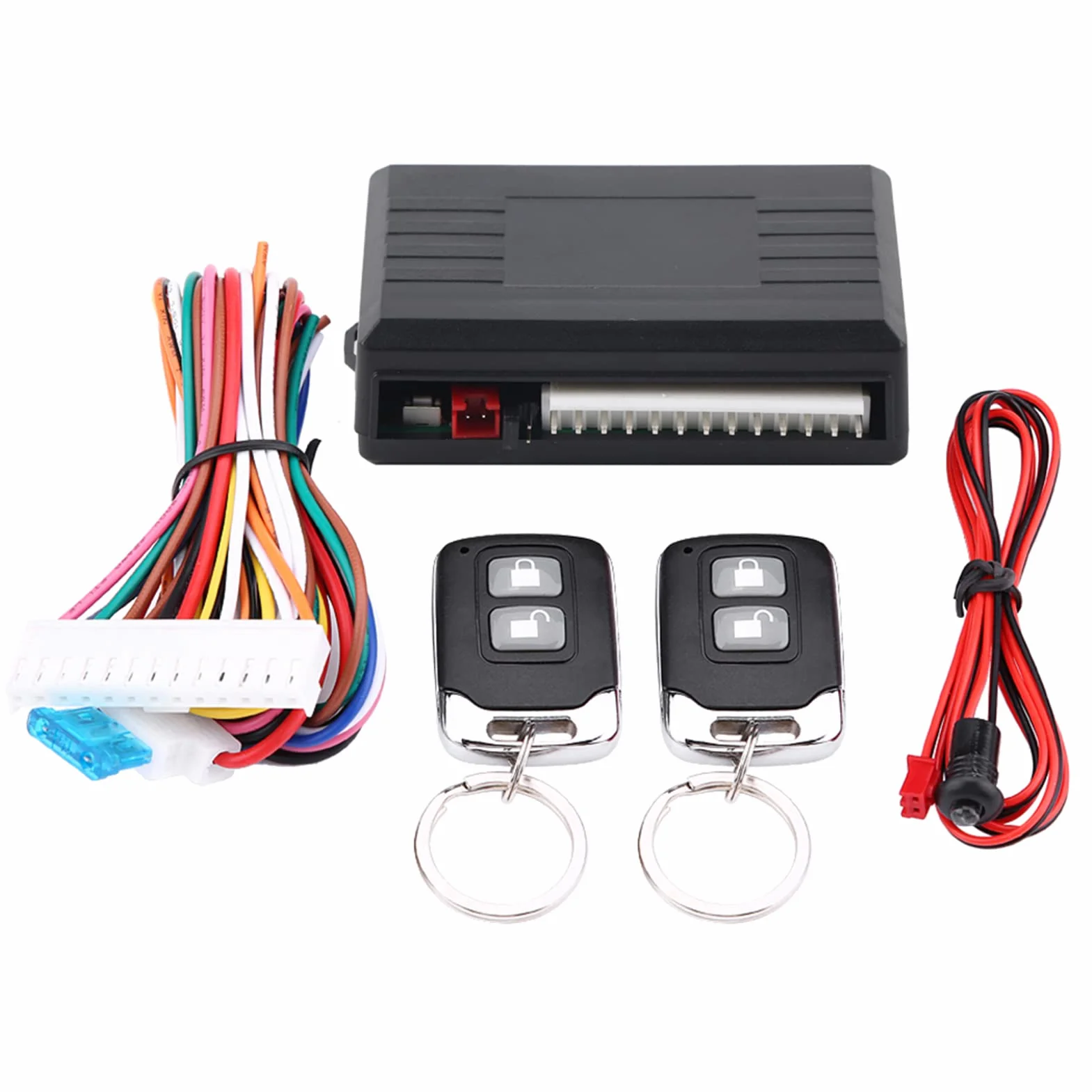 Sistema de Entrada sin Llave para Automóvil, Alarma Coche con Arranque 80 Metros 12V Universal Kit Control Central Remoto Liberación Cerradura Puerta Maletero Actualización Cierre Centralizado