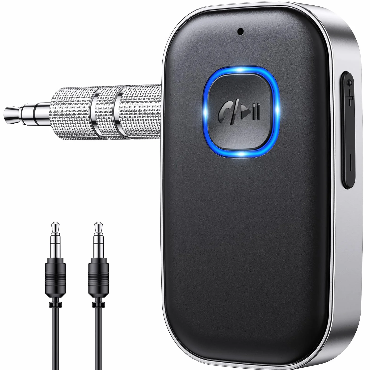 Bluetooth 5.3 Receptor Audio Coche Jack 3.5mm Adaptador 16Hrs Dual Conexión HiFi Manos Libres