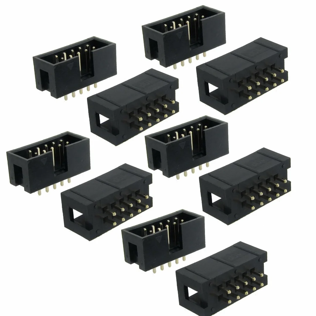 sourcing map 10 Piezas 2 x 5 Pin 2,54 mm Doble Hila de Paso IDC Pin Conectores de Placa de Pruebas