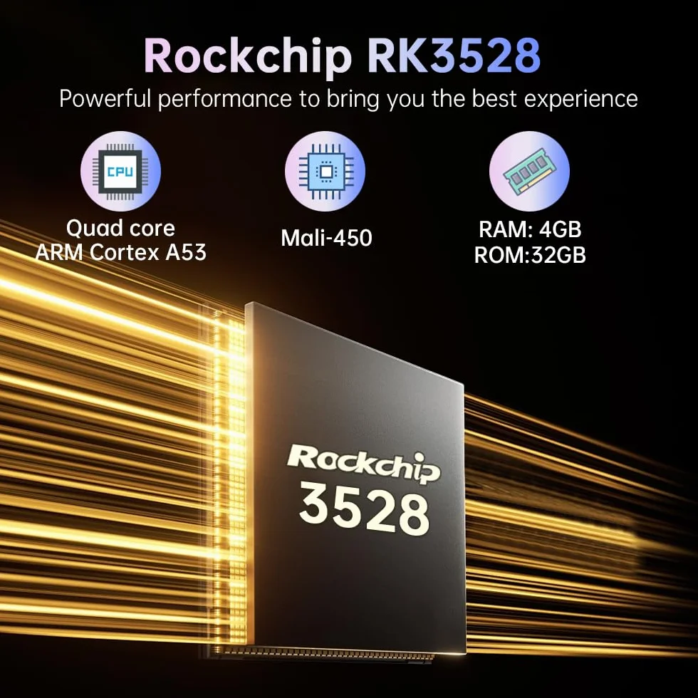 Android 14.0 TV Box, Box TV 4GB RAM 32GB ROM RK3528 Quad-Core Cortex-A53 8K Decoder, Soporte 2.4G/5.0GHz Dual Wi-Fi 6 BT 5.0, USB 3.0/2.0, HDMI 2.0 Smart TV Box