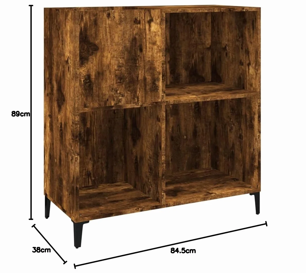 ZEYUAN Mueble Discos Madera contrachapada Roble Ahumado 84,5x38x89 cm, Estanteria CD, Mueble Tocadiscos, Mueble para Discos, Mueble para Vinilos, Mueble para Tocadiscos - 832002