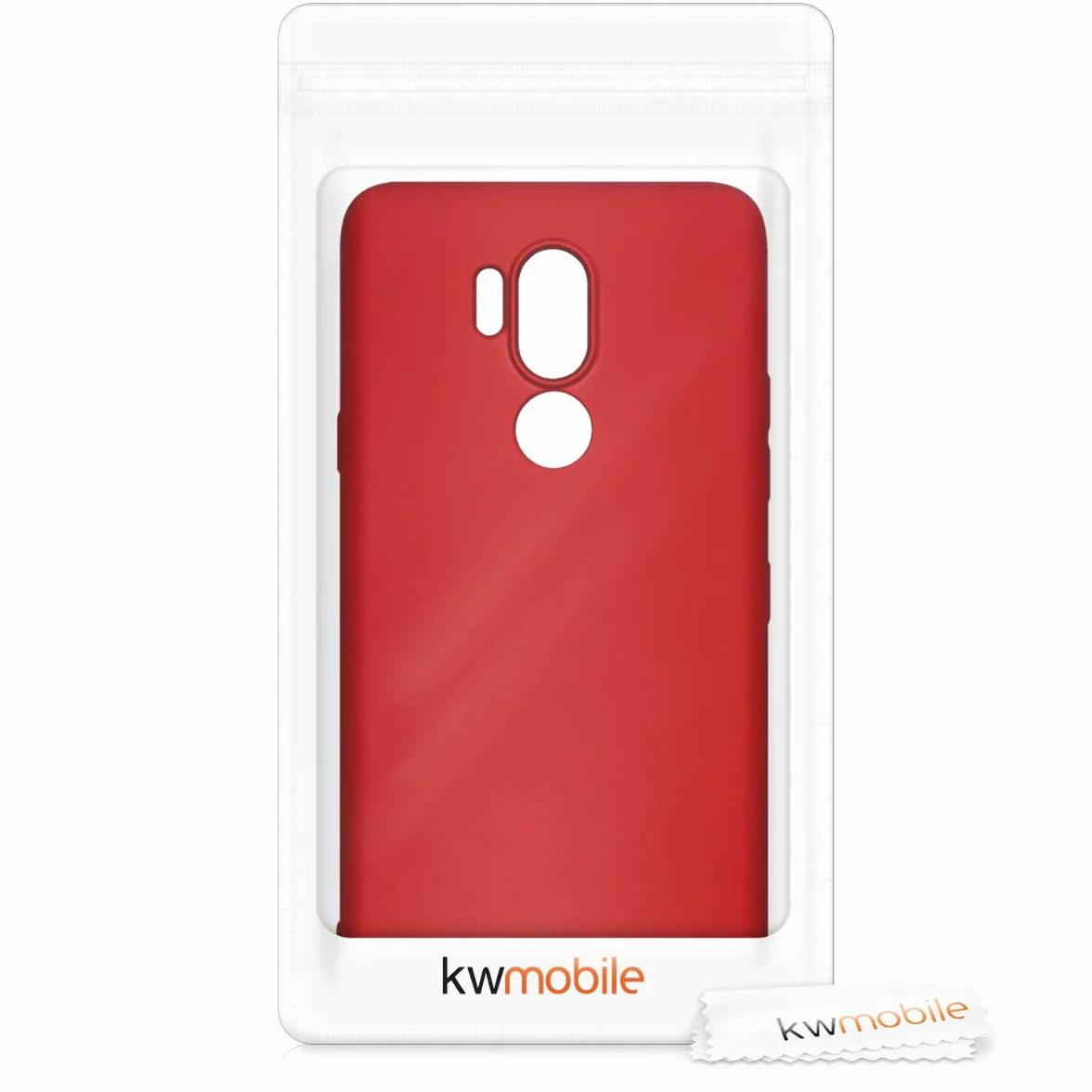 kwmobile Funda para LG G7 ThinQ Carcasa TPU Silicona Ultrafino Antigolpes Carga inalámbrica Rojo Oscuro Metalizado