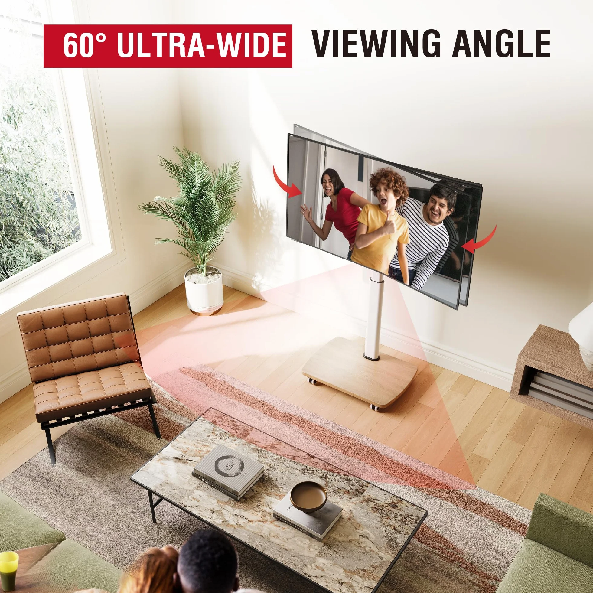 AOKCOS Soporte de TV con Rueda 32-65" Giratorio Altura Regulable VESA 400x400mm 40kg