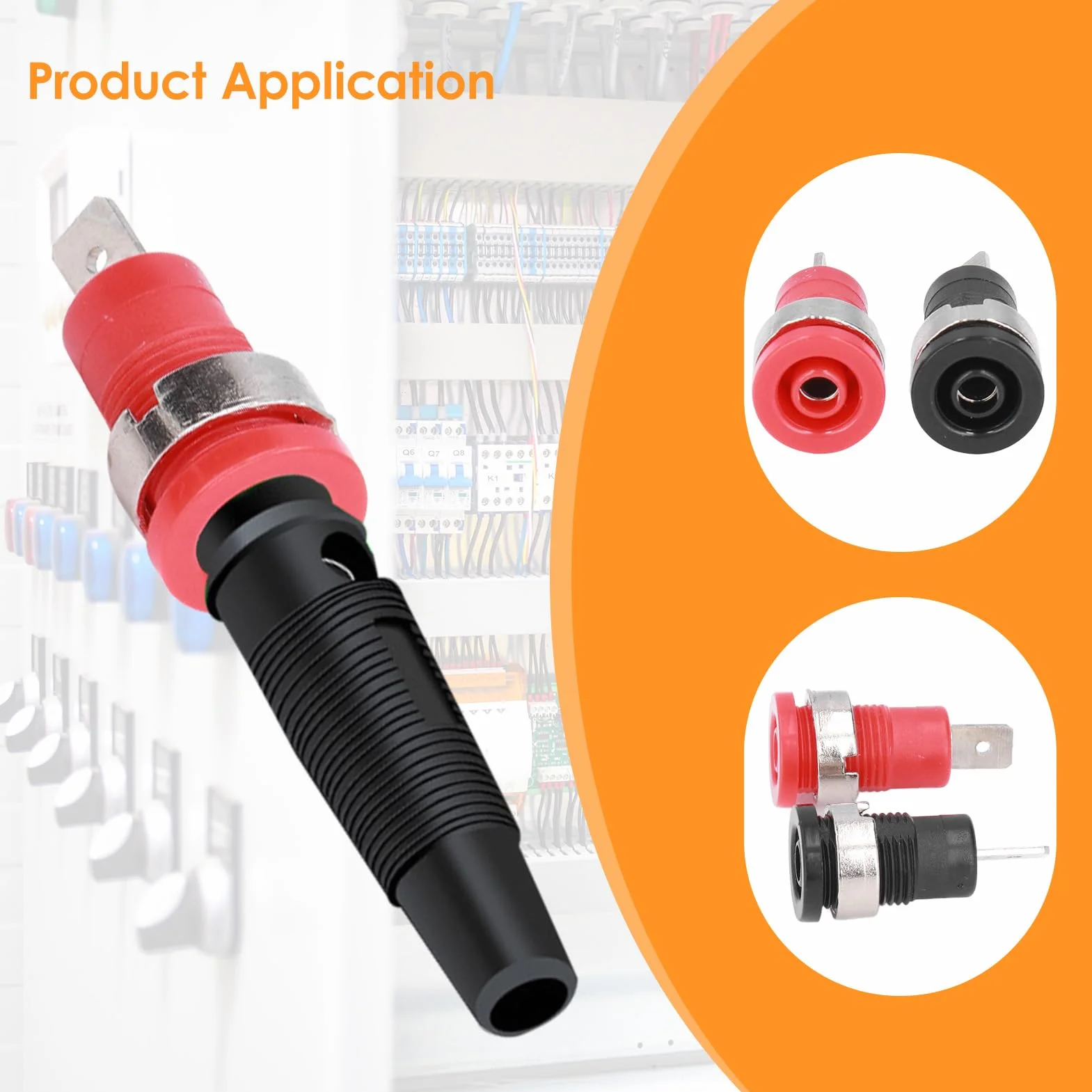 Conector Tipo Banana 4 mm, Terminales de Retorno Seguro, Rojo y Negro, Cobre Puro, Agujero de Montaje 12 mm, Tierra Desmontable