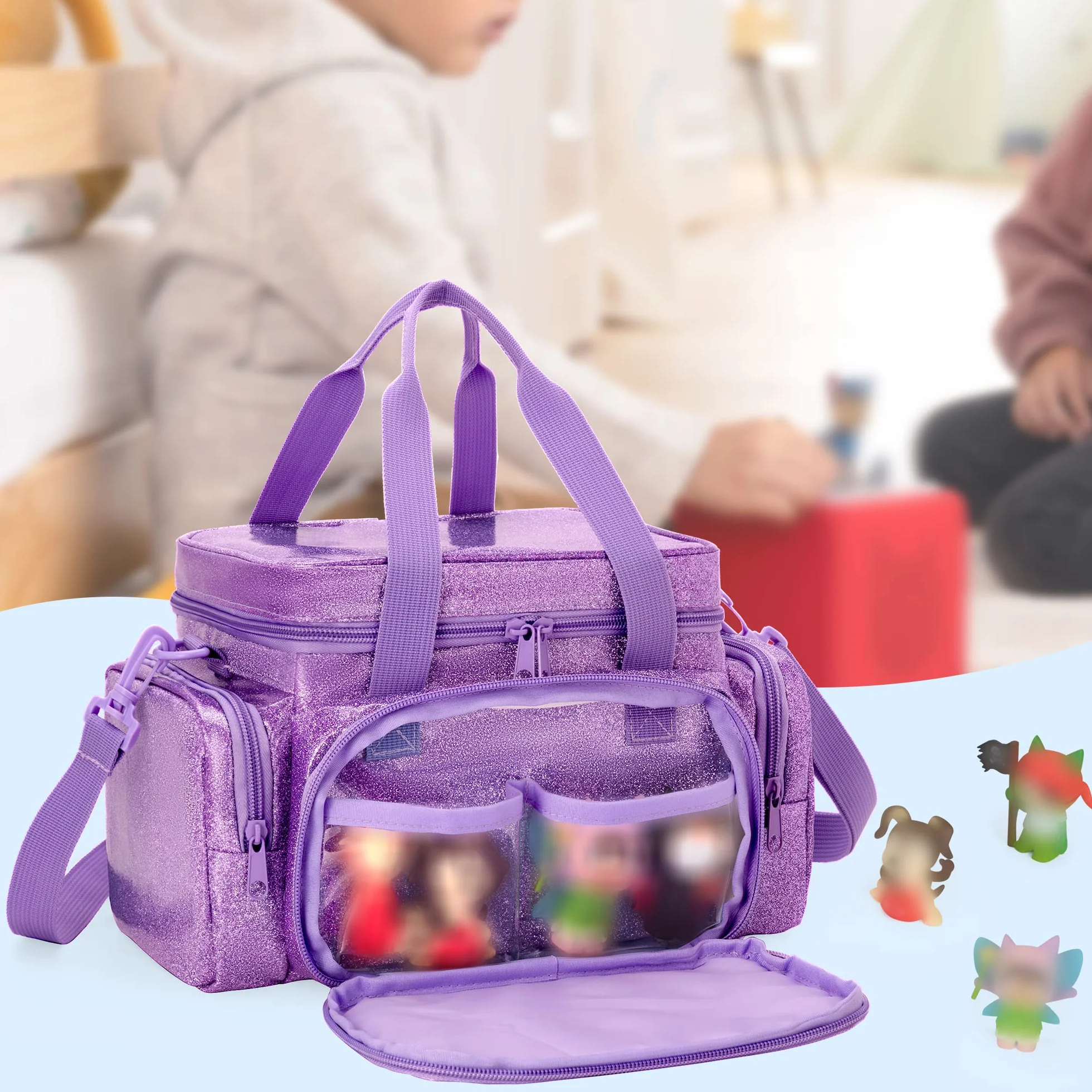 LoDrid Estuche de Transporte Compatible con Tonie 2/1, Bolsa de Almacenamiento para Juego de Reproductor de Audio y Accesorios con asa y Correa para el Hombro, púrpura (diseño Patentado)