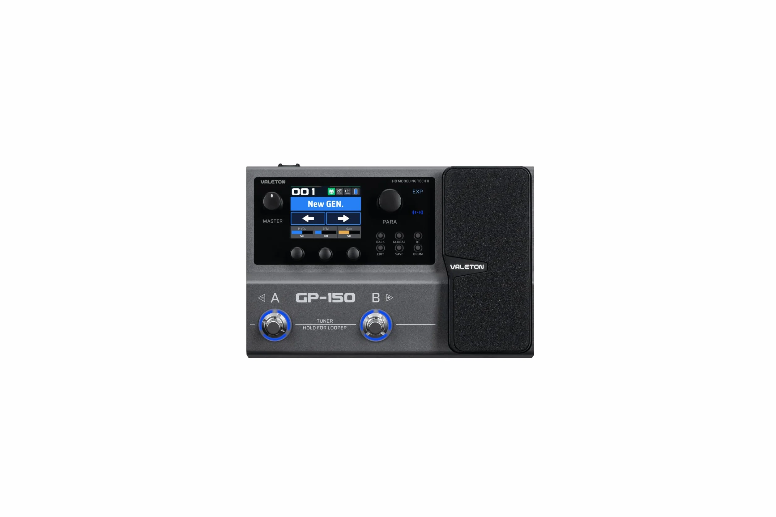 Valeton GP-150 Procesador multiefectos para guitarra (pedal de efectos para guitarra, 200 efectos, SnapTone NAM, cargador de IR, 12 módulos, looper, batería de 6 h, aplicación Bluetooth), negro