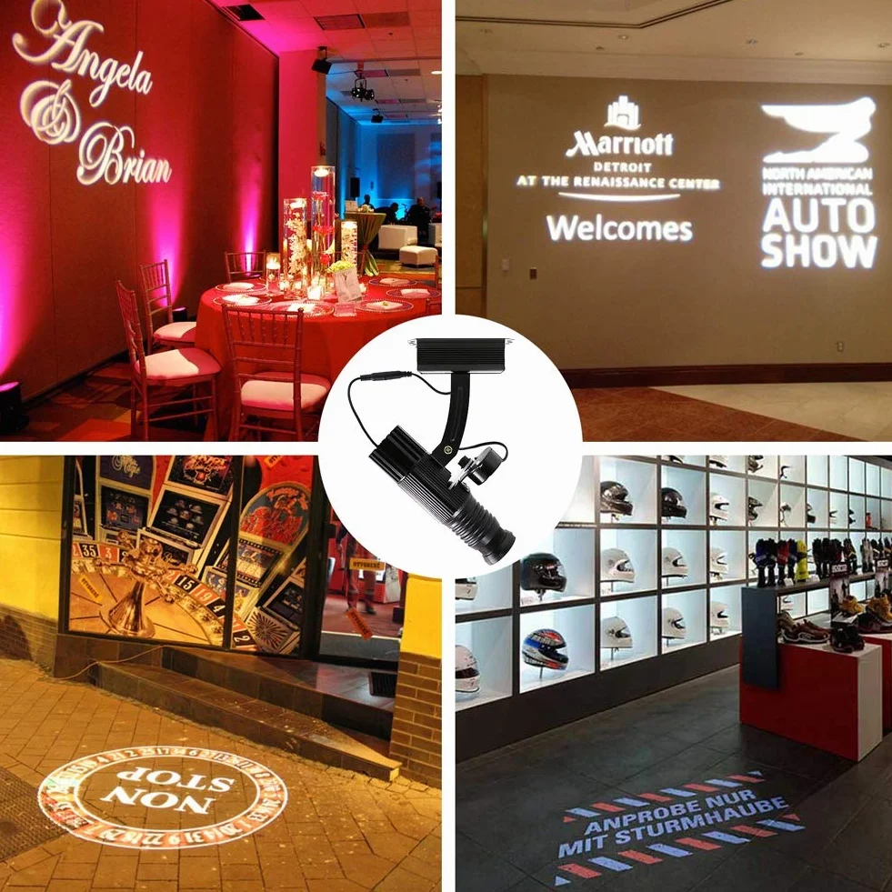 15W LED Logo GOBO Proyector Luz Manual Lámpara De Proyección Giratoria/Estática para Tienda Boda Navidad Restaurante Evento Carteles Publicitarios