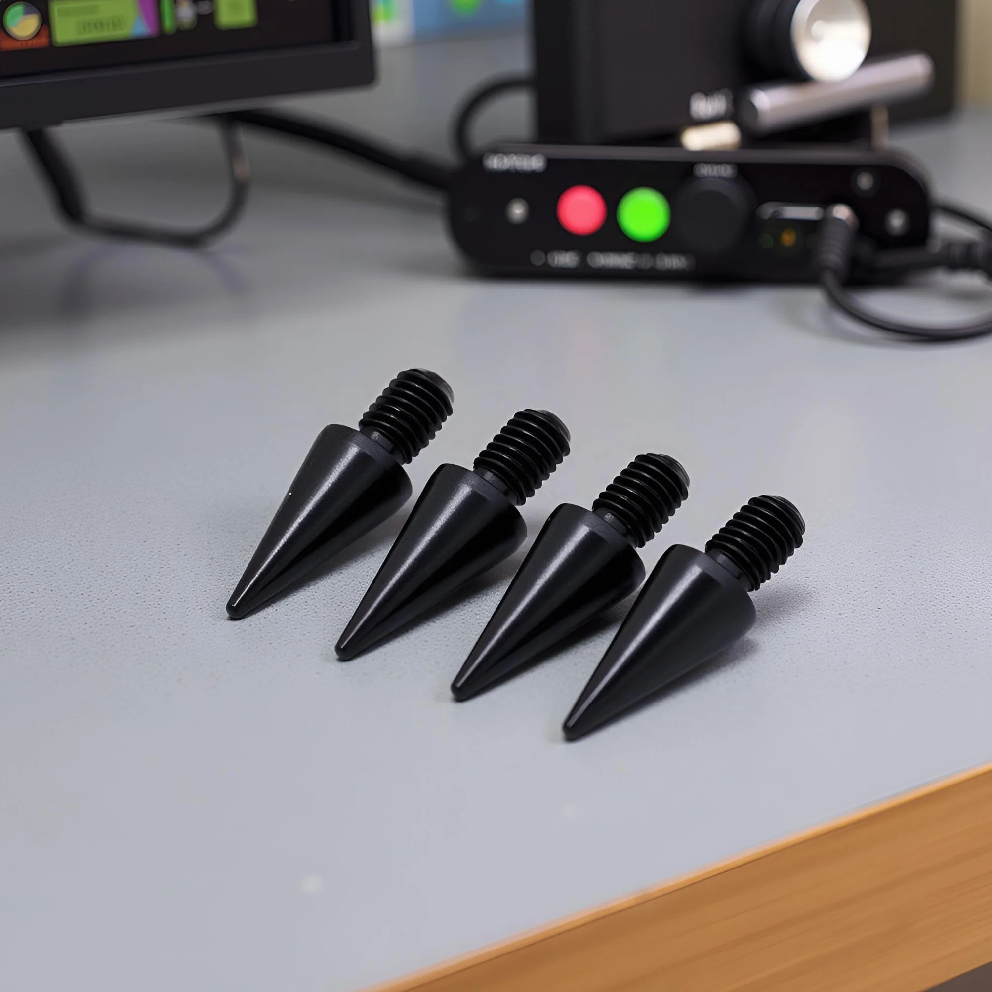 PrecisionGeek Aluminio anodizado Negro M6 puntas/spikes de desacople para altavoces (Conjunto de cuatro)