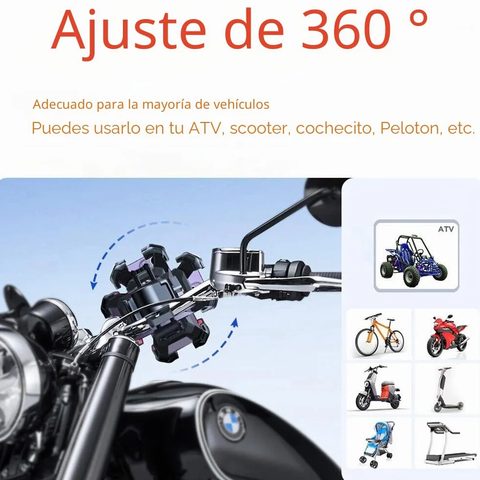Soporte Universal Móvil Bicicleta Moto 360° Rotación Manillar para iPhone Samsung Galaxy Huawei Xiaomi Oppo
