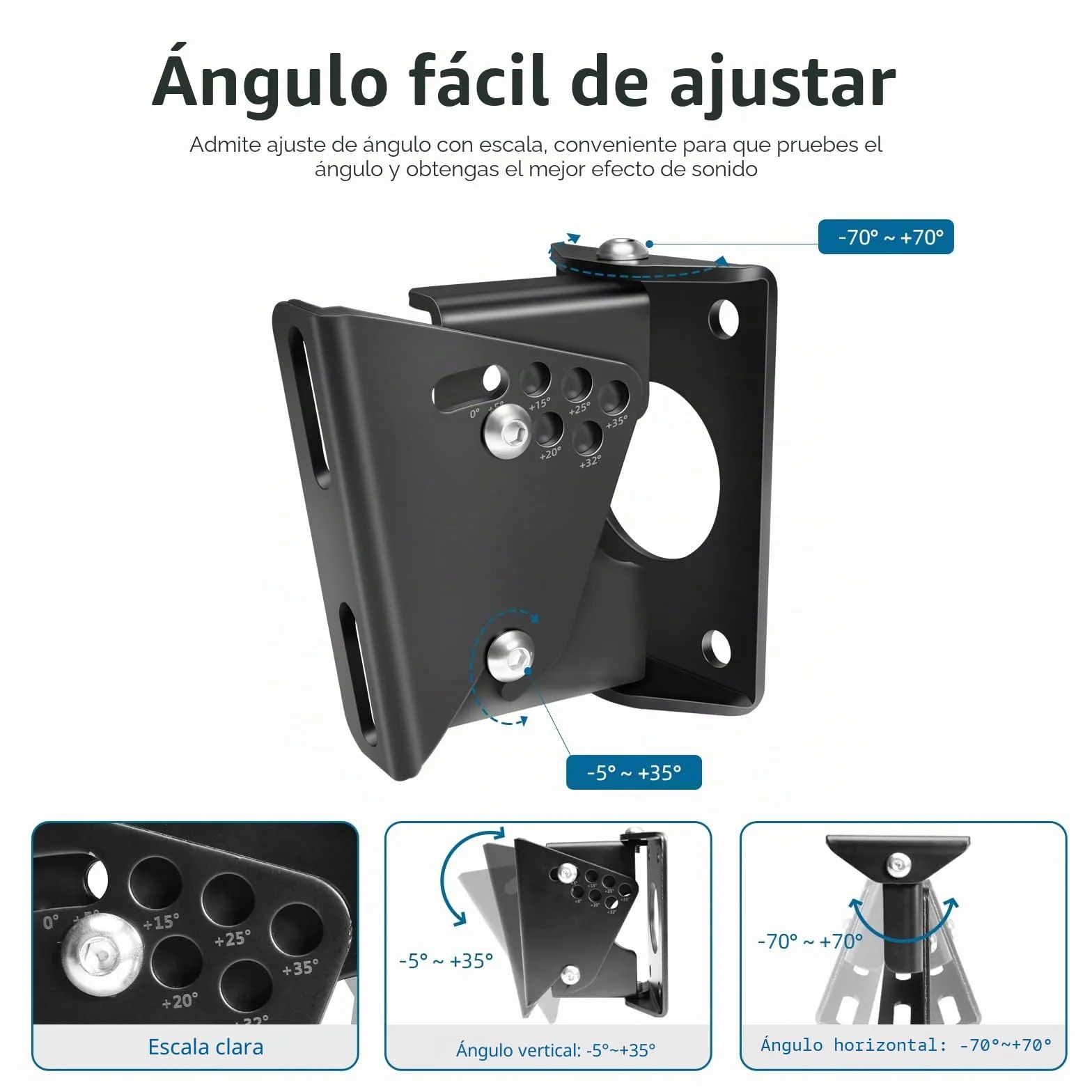 Soportes de Pared para Altavoces Resistentes, Montaje en Pared Universal para Altavoces Samsung/Bose/LG/Yamaha/Teufel, Soportes de Pared de ángulo Ajustable, soporta hasta 40 kg (1 par)