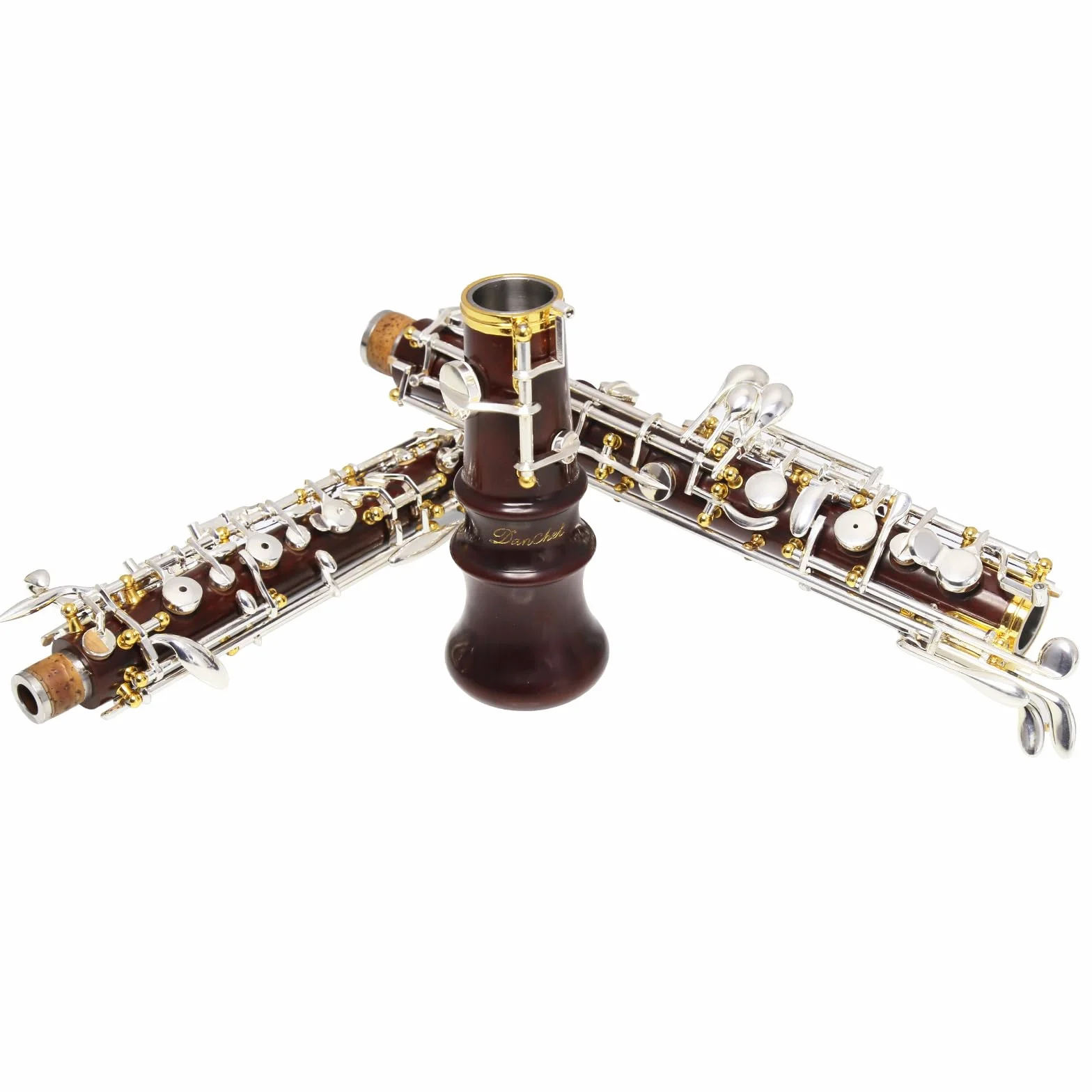 Oboe Professional – Clase de rendimiento con cuerpo de madera roja, mecanismo semiautomático dorado, tono C, incluye silbato, paño de limpieza, cepillo para oboe, papel en polvo, papel absorbente,