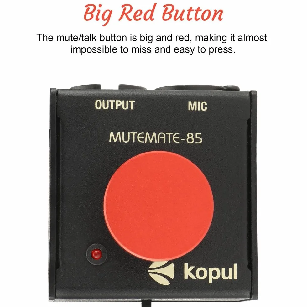 Momentary Microphone Mute/Talk Button – Push-to-Talk or Push-to-Mute, LED Indicator,XLR in/out, Desktop or Footswitch Use, for Dynamic & Condenser Mics for Podcast, Online Meetings, Live Events