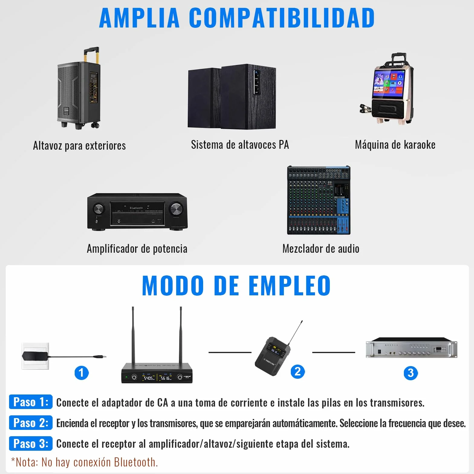 Phenyx Pro UHF Metal Sistema de micrófono inalámbrico Profesional con 2x30 Frecuencias, 2 Bodypacks y Diadema/micrófonos de Solapa para Hablar, Cantar, Iglesia, DJ (PTU-52-2B)