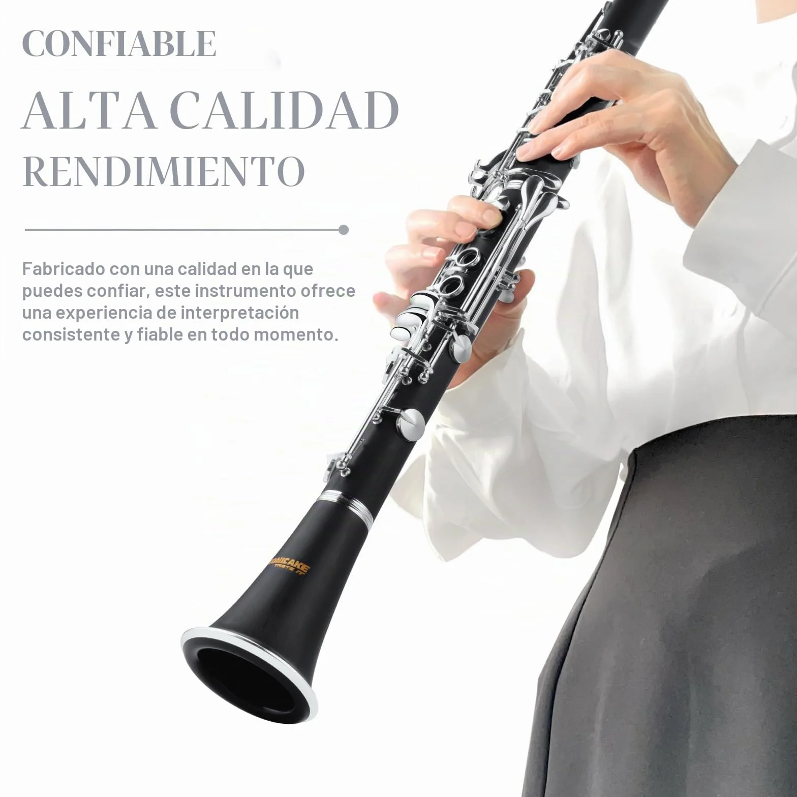 SONICAKE Clarinete en Sib para Principiantes, Clarinete de Ebonita Niquelado con Barriles, Cañas, Boquilla Original, Estuche Rígido QCR-01