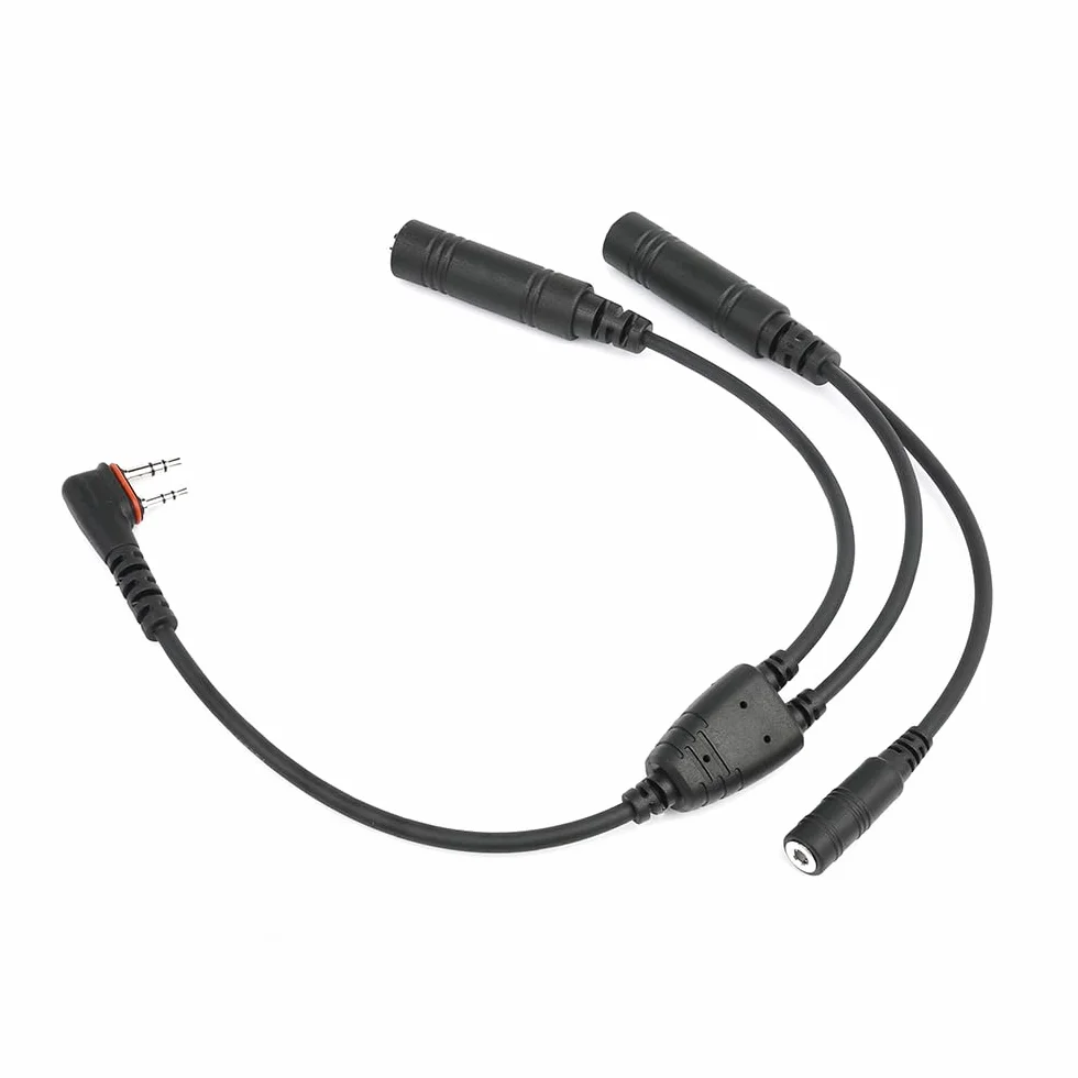 Wirenest Cable adaptador de auriculares de aviación, repuesto para Icom OPC-2379 / OPC-499 - Adaptador GA de doble enchufe con conector PTT de 3,5 mm y sello de goma para radios Icom IC-A3 A6 A14 A22