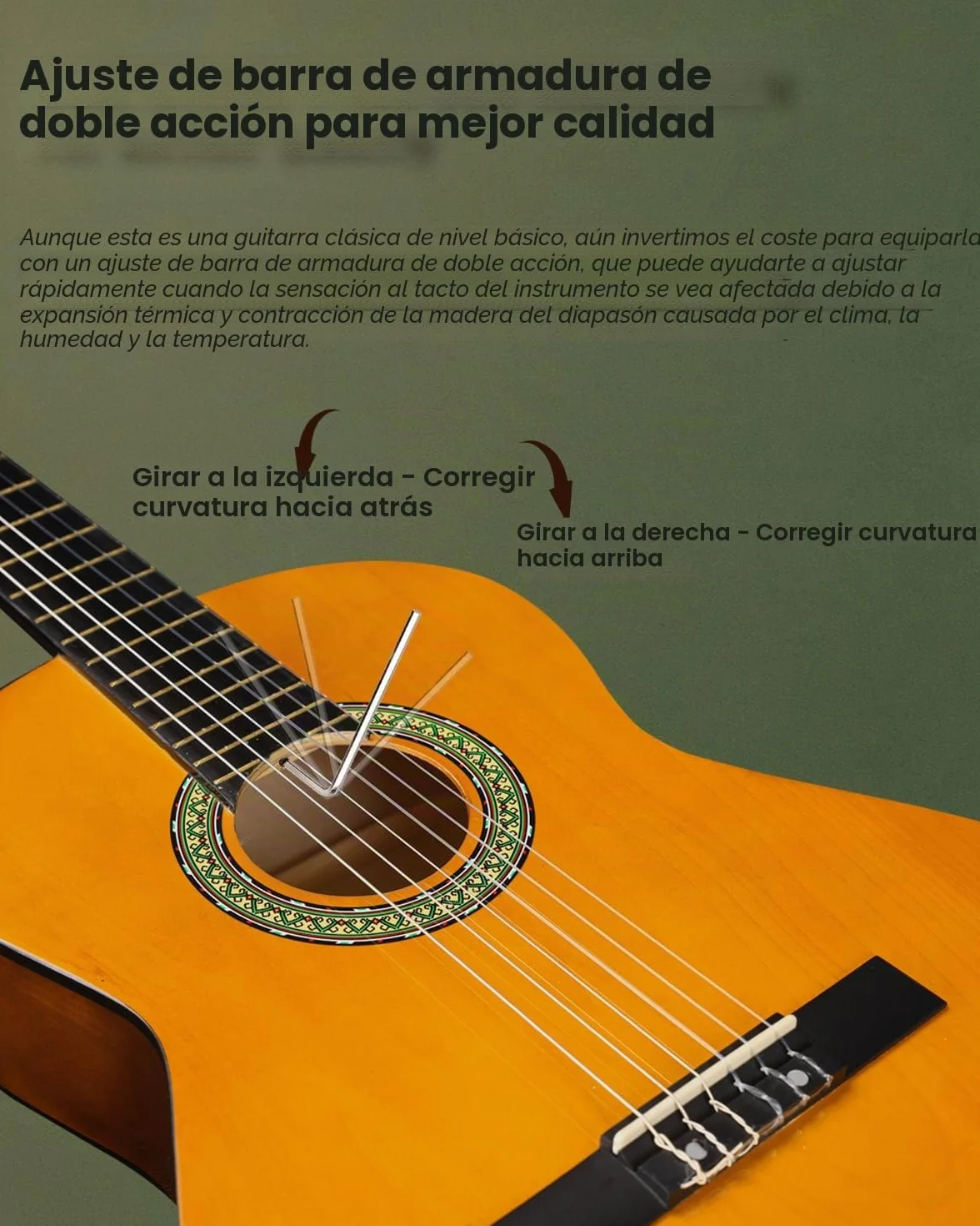 Winzz Guitarra Clásica 4/4 Starter Kit 39" para Principiantes con Reposapiés, Soporte con Ganchos de Pared, Diapasón, Afinador, Funda, Paño de Pulir - 6 Cuerdas de Nylon, Amarillo Brillante