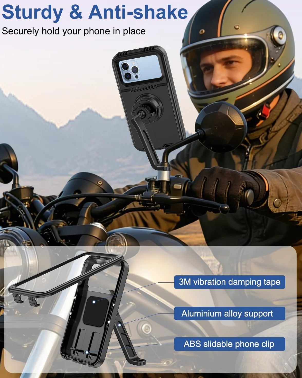 Soporte para Moto Impermeable con Liberación Rápida y Rotación 360° para Teléfono 4,7-6,9" con Pantalla Táctil