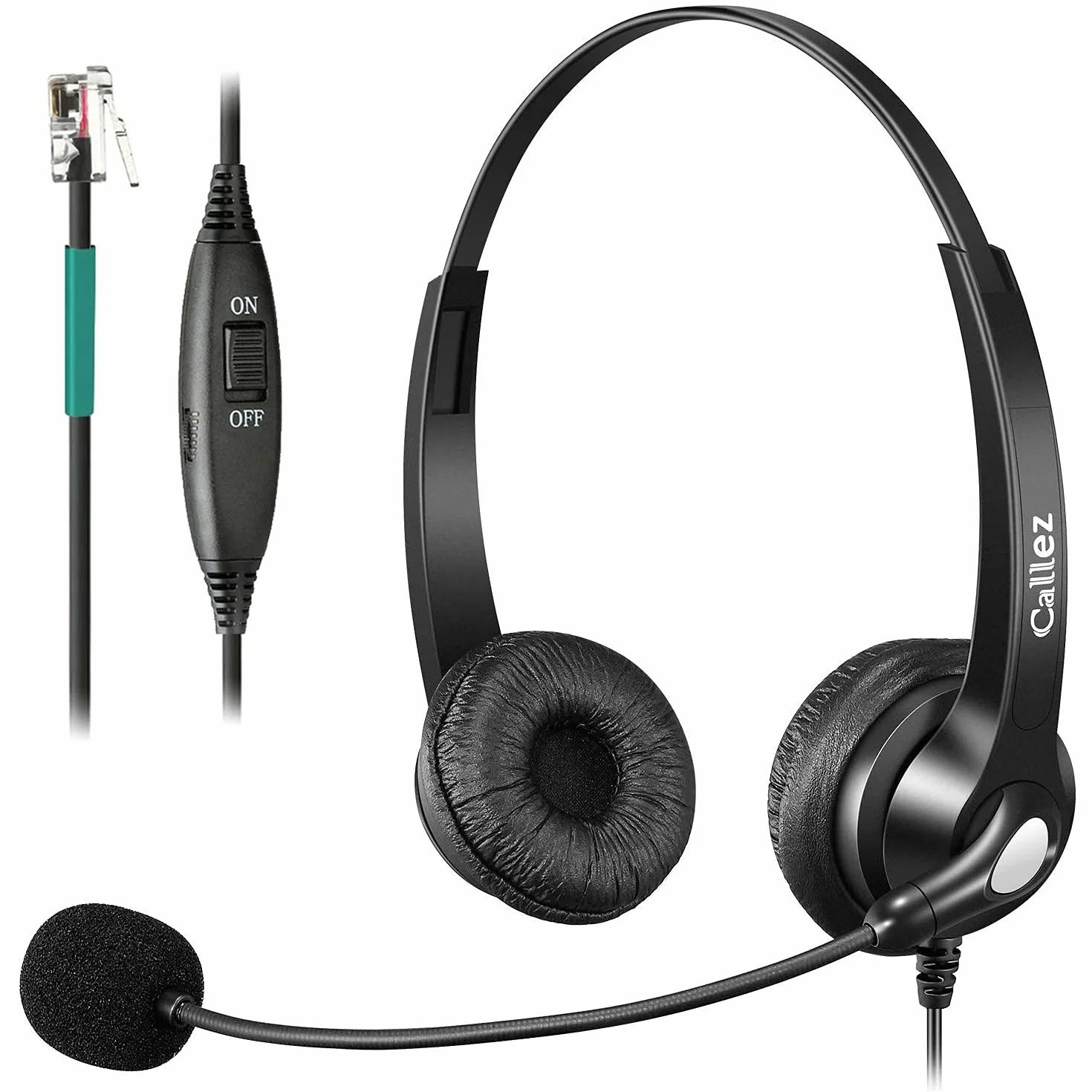 Auriculares Teléfono Fijo RJ9 Binaurales con Micrófono Cancelación de Ruido para Gigaset DA710 Fanvil X4G X7C Polycom VVX311