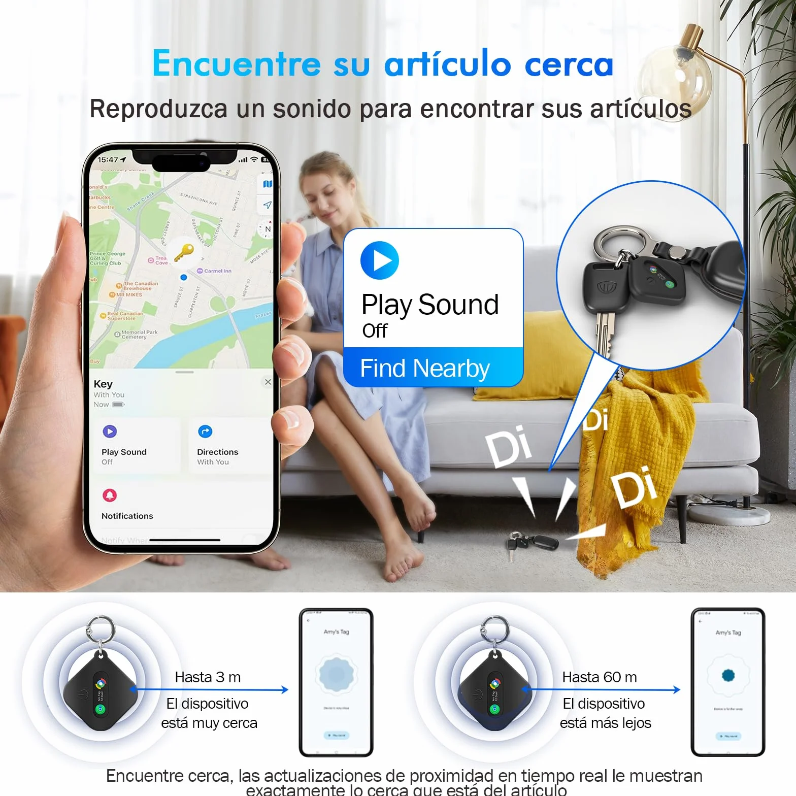 Smart Tag Localizador de Llaves Compatible con iOS Find My App o Android Find Hub App IP67 Resistente al Agua Batería reemplazable CR2032 Bluetooth Tracker Finder para Llaves Bolsos Maletas Cartera