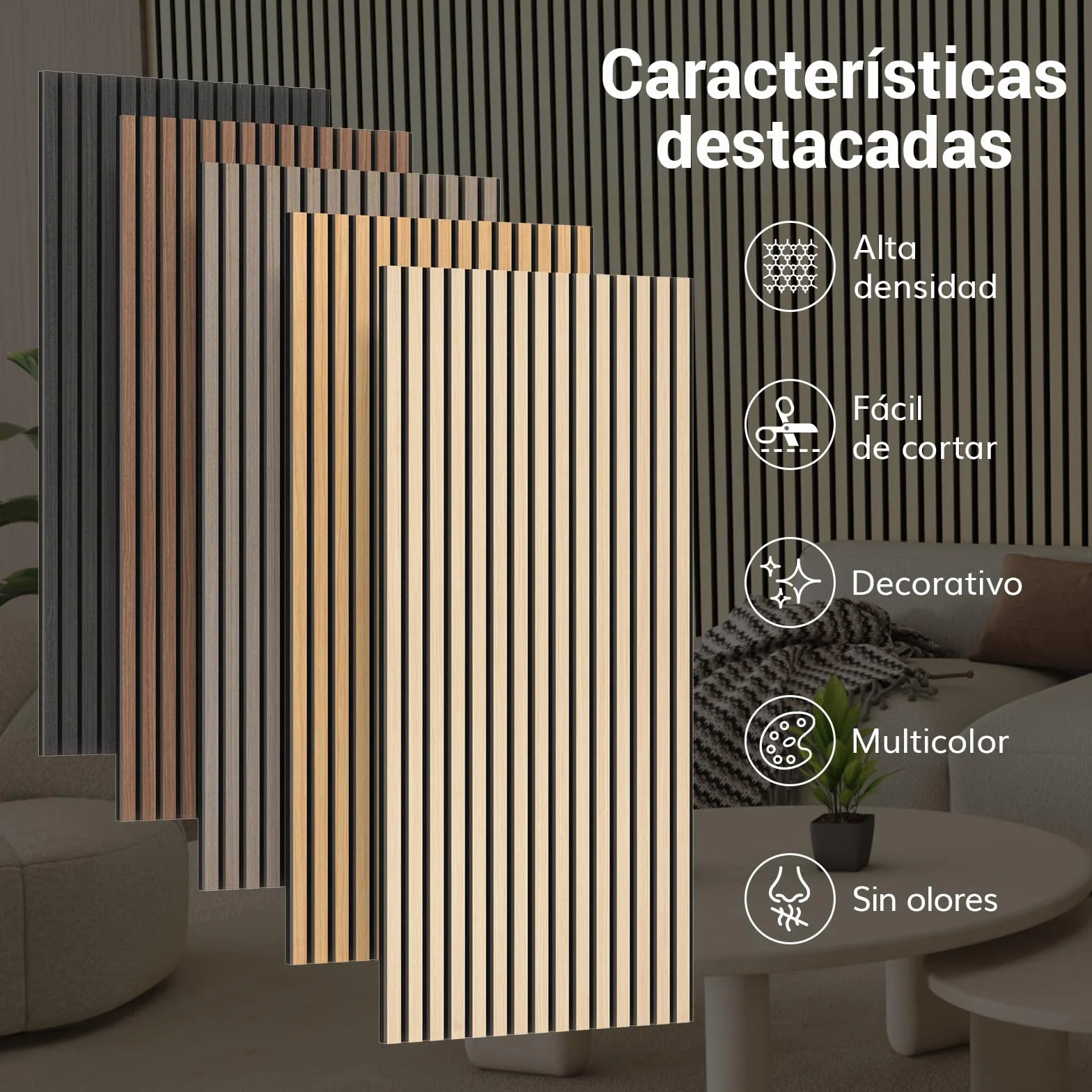 TONOR 4 Pack Paneles Acusticos Decorativos de Chapa de Madera, 120 x 60-2.88㎡, Panel para Pared Aislante Acustico en 3D, Palilleria pared Insonorizantes para el Salón, el Despacho, la Encimera, Roble