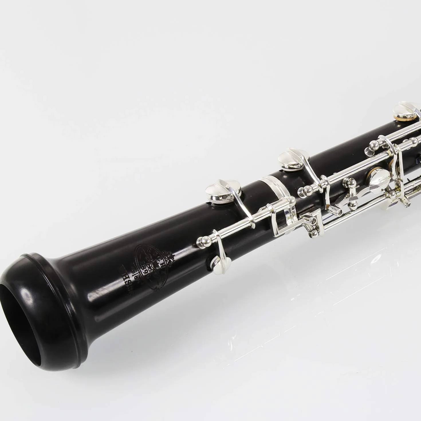 Rochix Professional Performance Level WHS36 - Oboe con cuerpo de ébano plateado semiautomático, tono C 2 hojas, 1 paño limpieza, hisopo soporte para descanso del pulgar, estuche y más