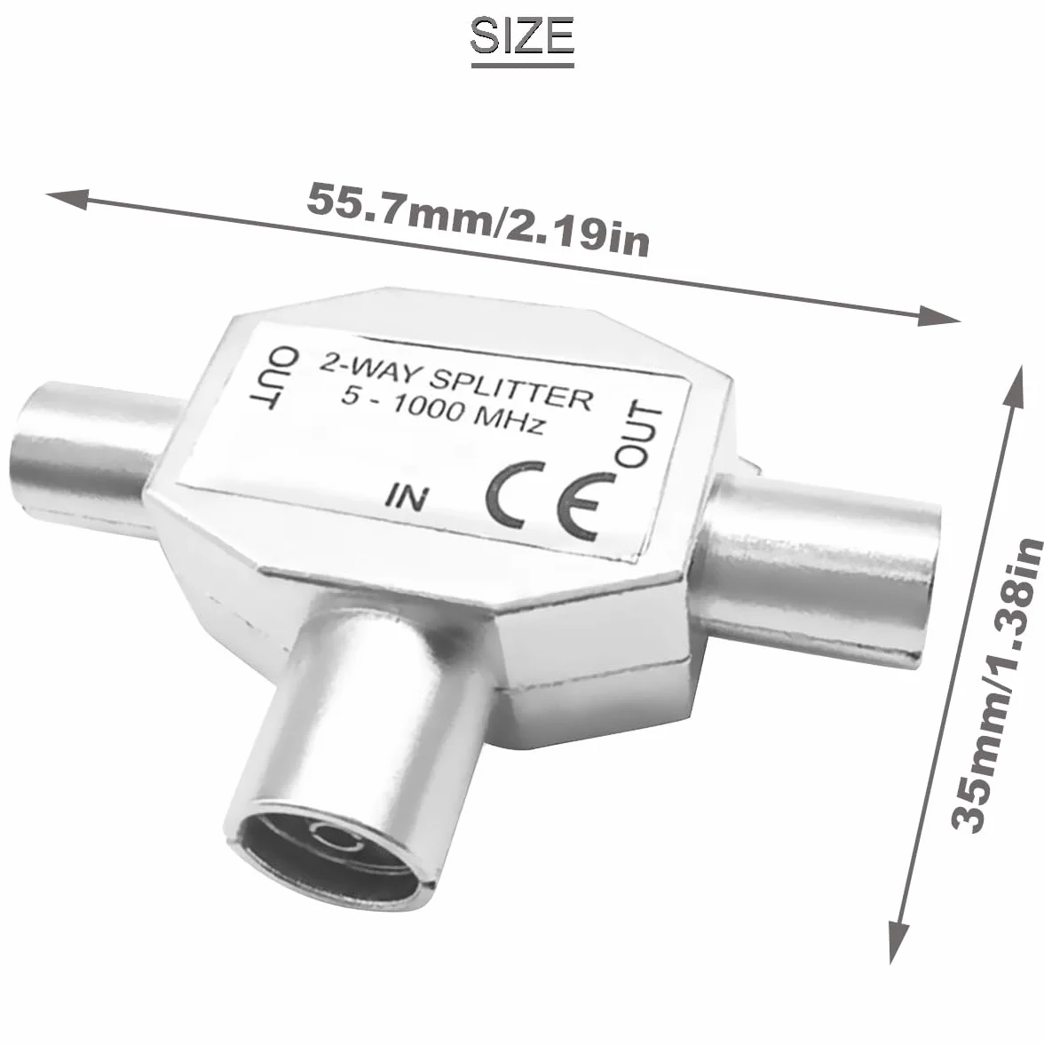 2 Piezas Divisor de TV Divisor de Antena de TV de 2 Vías Conector Coaxial Divisor de Antena de Señal Digital Coaxial con Conector de TV Macho/Hembra Enchufe Hembra a Hembra/Macho a Macho