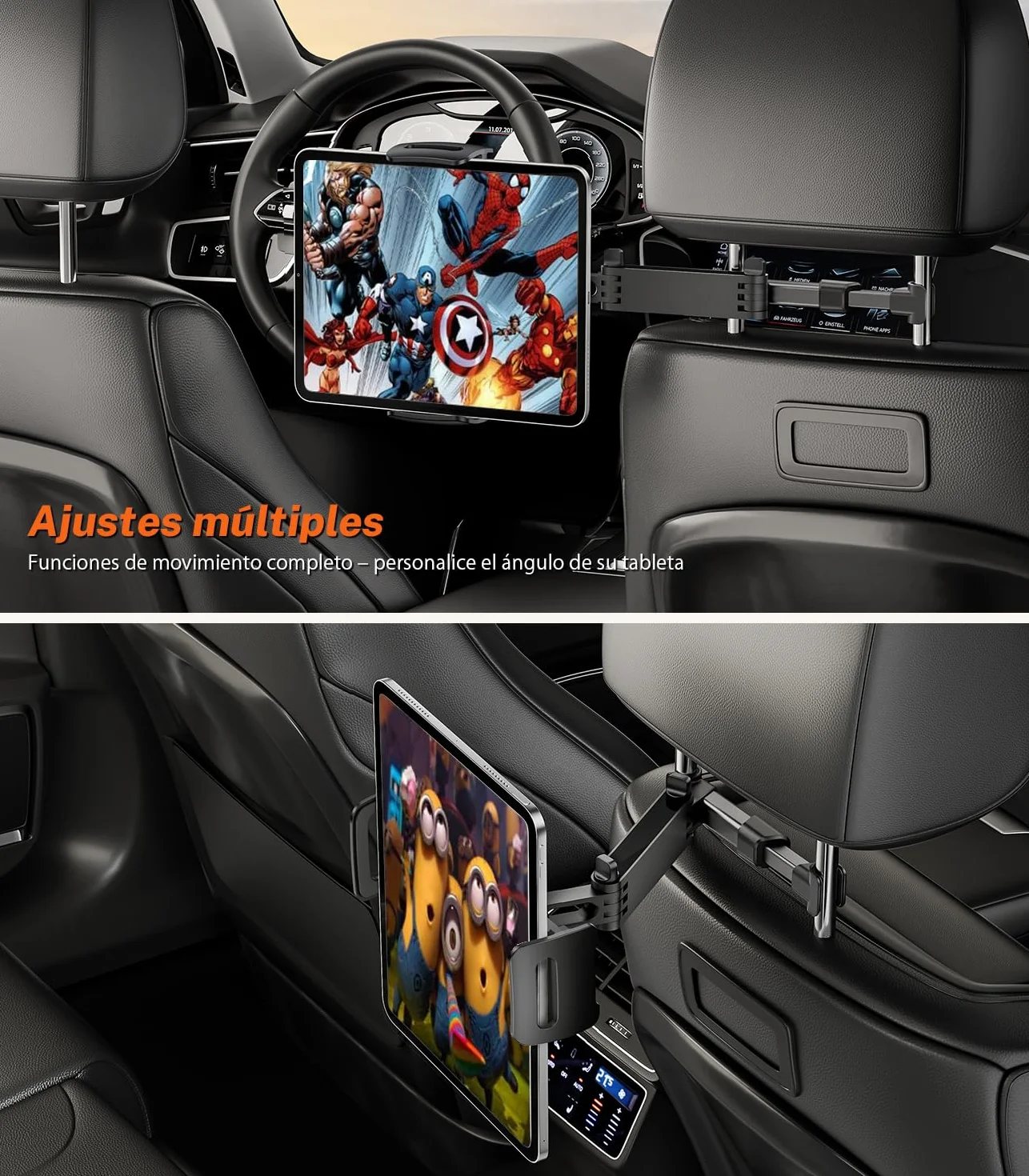 TRYONE Soporte Tablet Coche Reposacabezas Extensible 4.4-11 Pulgada iPad Samsung Galaxy Tabs Kindle Fire