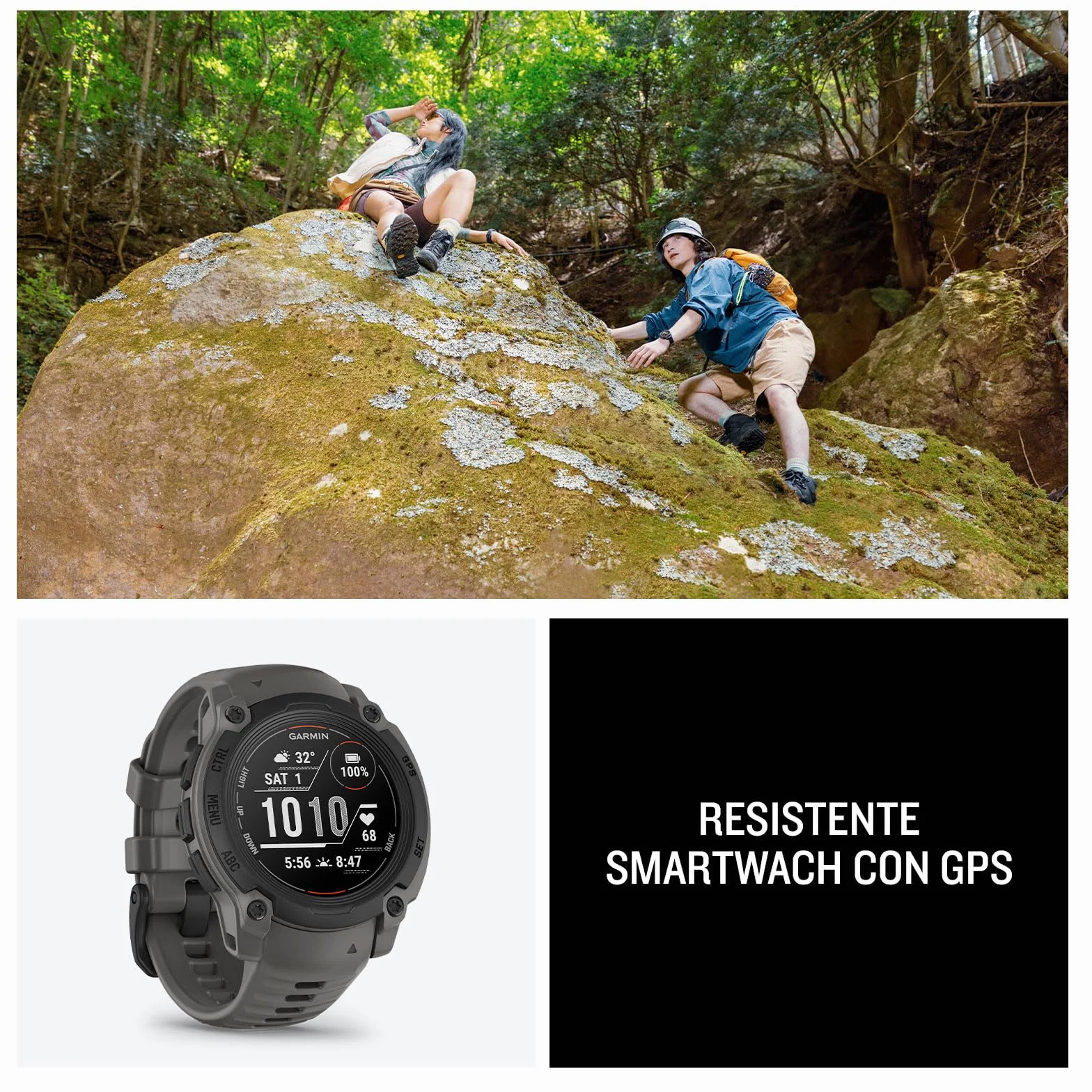 Garmin Instinct E, Reloj Inteligente con GPS, 40 mm, Resistente al Agua, Aplicaciones Deportivas integradas, Monitorización de la Salud, Notificaciones Inteligentes, Negro
