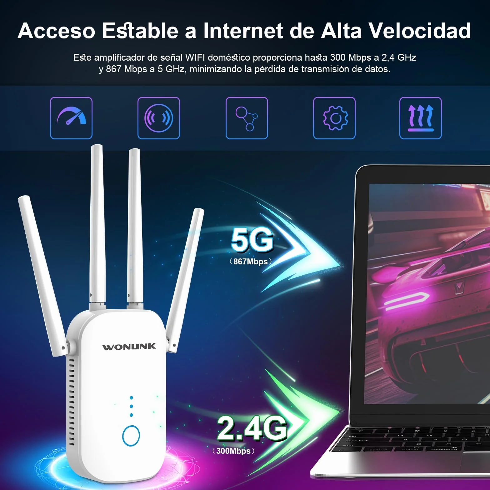 1200Mbps Amplificador Señal WiFi