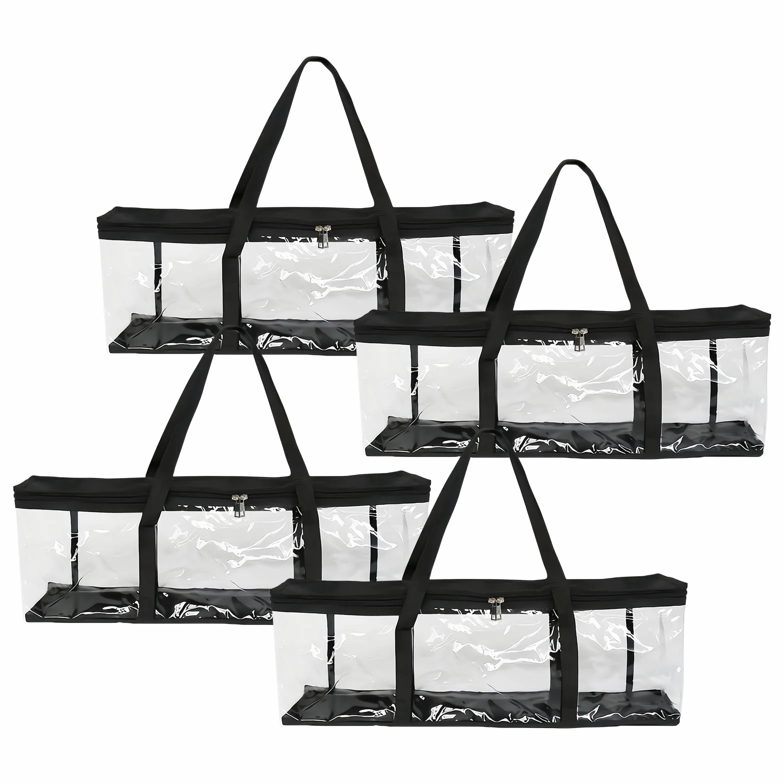 Fundas de Almacenamiento Portátil para CD, Bolsa de Almacenamiento Transparent para DVD, Sac de Transport Plástico con Asas, Pochettes de Rangement Resistente al Agua para Álbumes Libros (4)