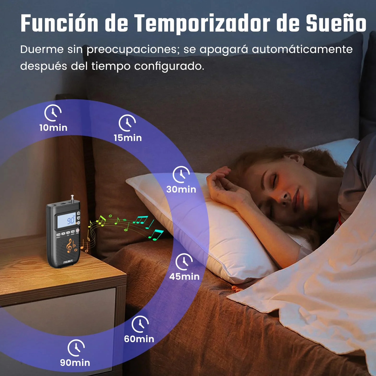 PRUNUS J-618 Mini Radio de Bolsillo admite Conexión de Auriculares Bluetooth, Am FM Radios Digital con Preajuste Manuales, Radio Portatil Pequeña Recargable de 2000mah, Altavoz Tarjeta SD/Bluetooth.