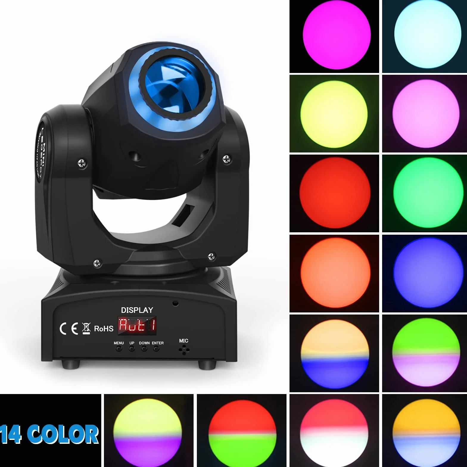 50W Beam Cabeza Móvil RGBW LED Moving Head, 8 Gobos 8 Colores Efecto estroboscópico DMX512 Luces de Escenario Equipo profesional para DJ Rendimiento Noche KTV (2PCS)