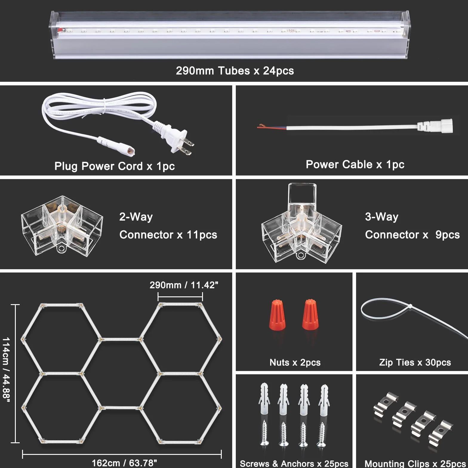 Luz negra hexagonal, 144 W, 5 rejillas LED de panal de abeja UV con enchufe de alimentación para luz de fiesta brillante, póster de pintura corporal, decoración fluorescente para fiesta de