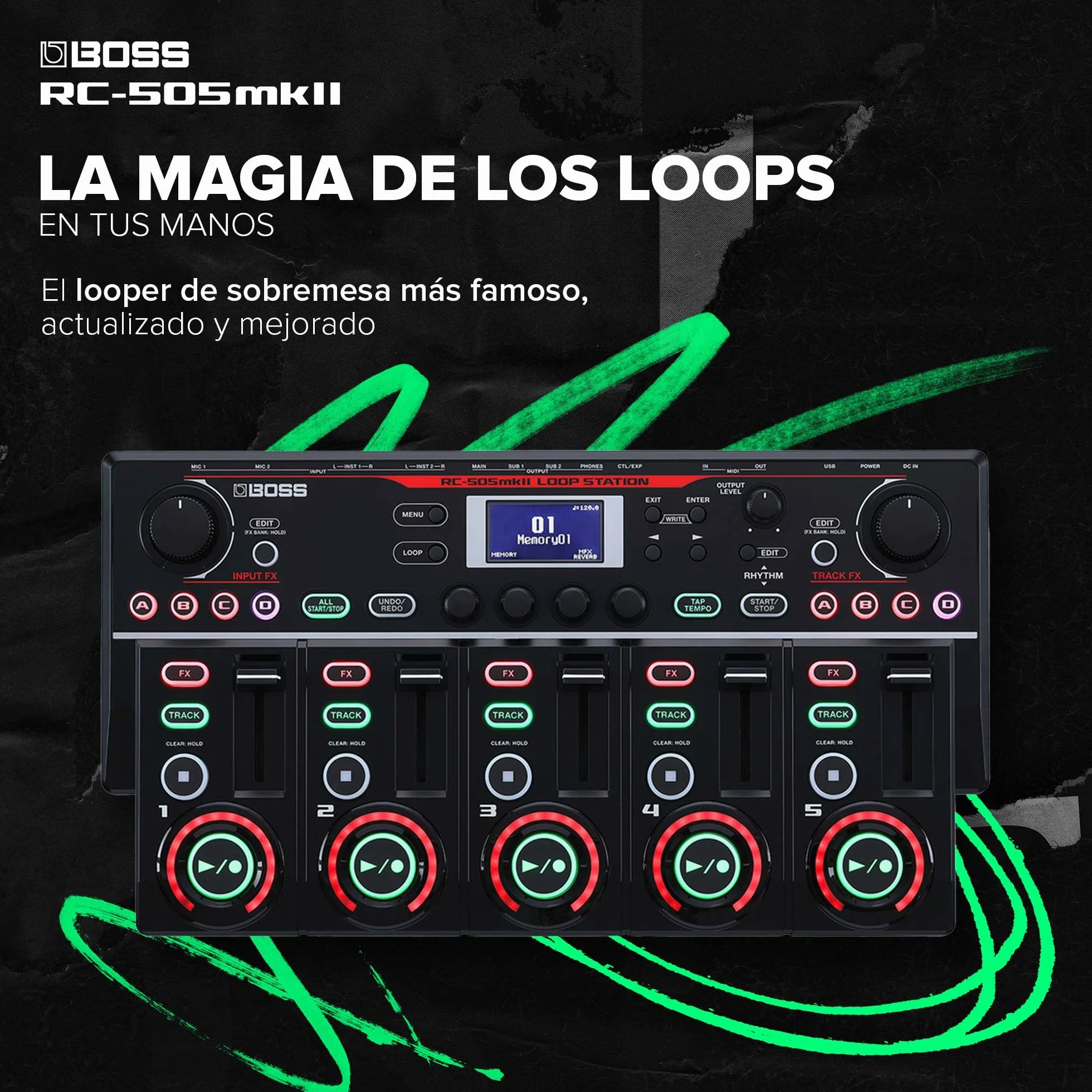 BOSS RC-505MKII Loop Station – De toonaangevende Looper (tafelmodel), vernieuwd en verbeterd. Toonaangevende geluidskwaliteit. Vijf simultane stereo phrase tracks