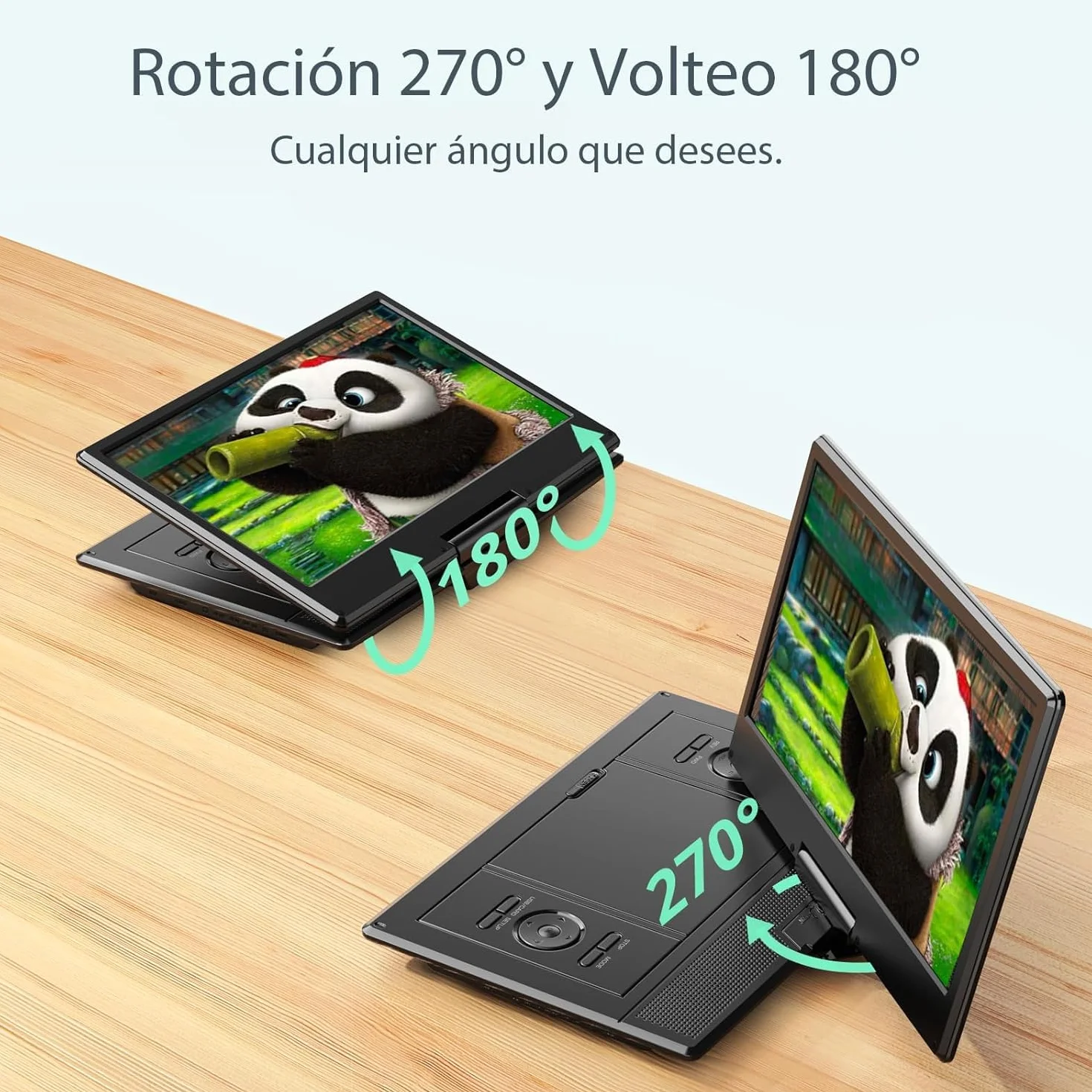 Yoton Reproductor DVD portátil de 14", DVD portátil para automóvil con parlantes estéreo duales y Conector para Auriculares, admite TV Sincronizada/Tarjeta SD y Lectura de Disco USB