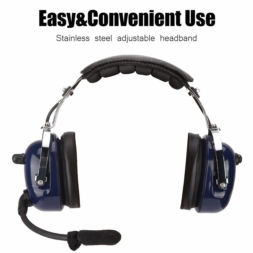 ASHATA Auriculares de aviación general de 3,5 mm, auriculares piloto de doble enchufe, auriculares de reducción de ruido para pilotos