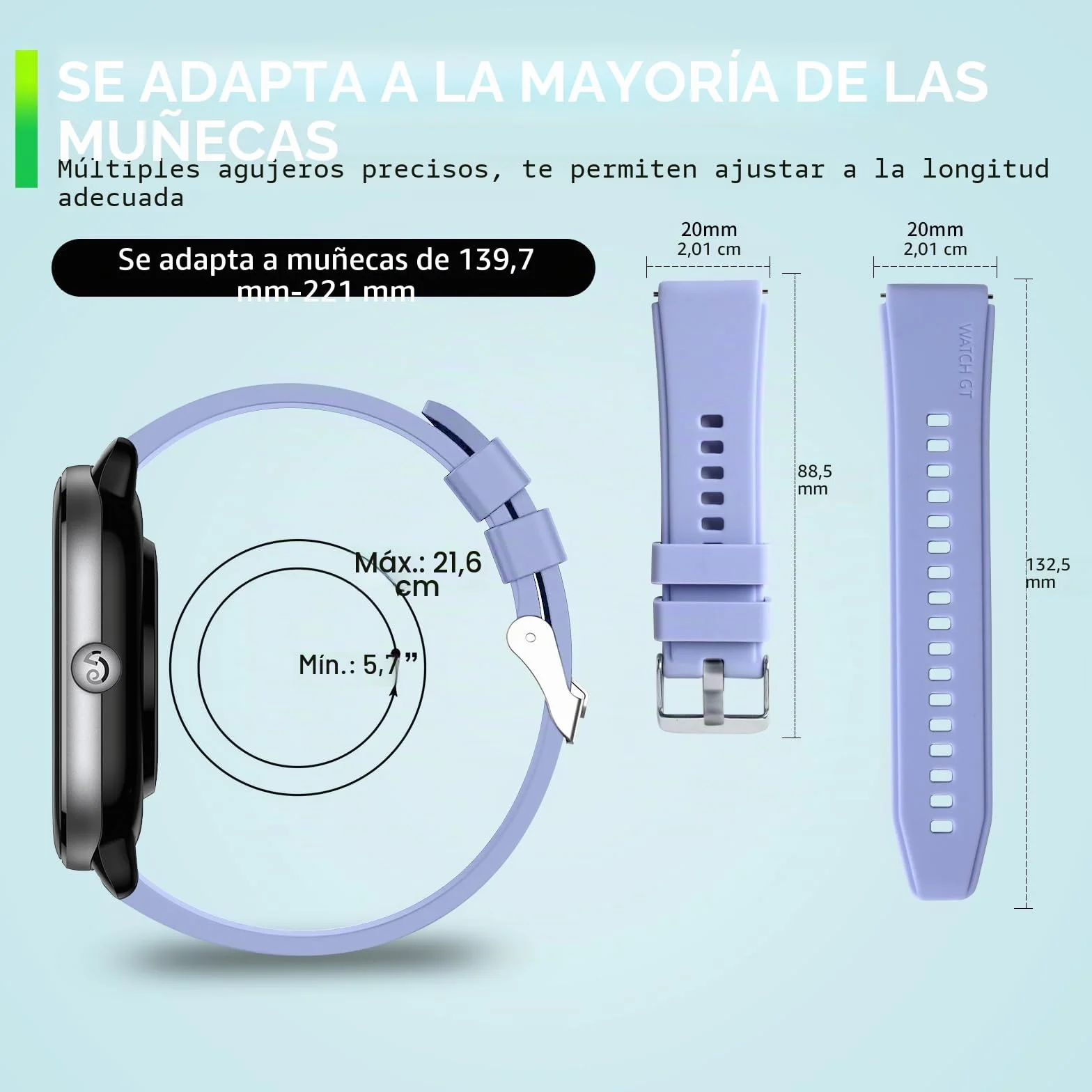 Correas 20mm Compatibles con Amazfit GTS 4, GTS 3, GTS 2, Bip 3, Bip U, Bip S, Bip - Silicona 5 Piezas