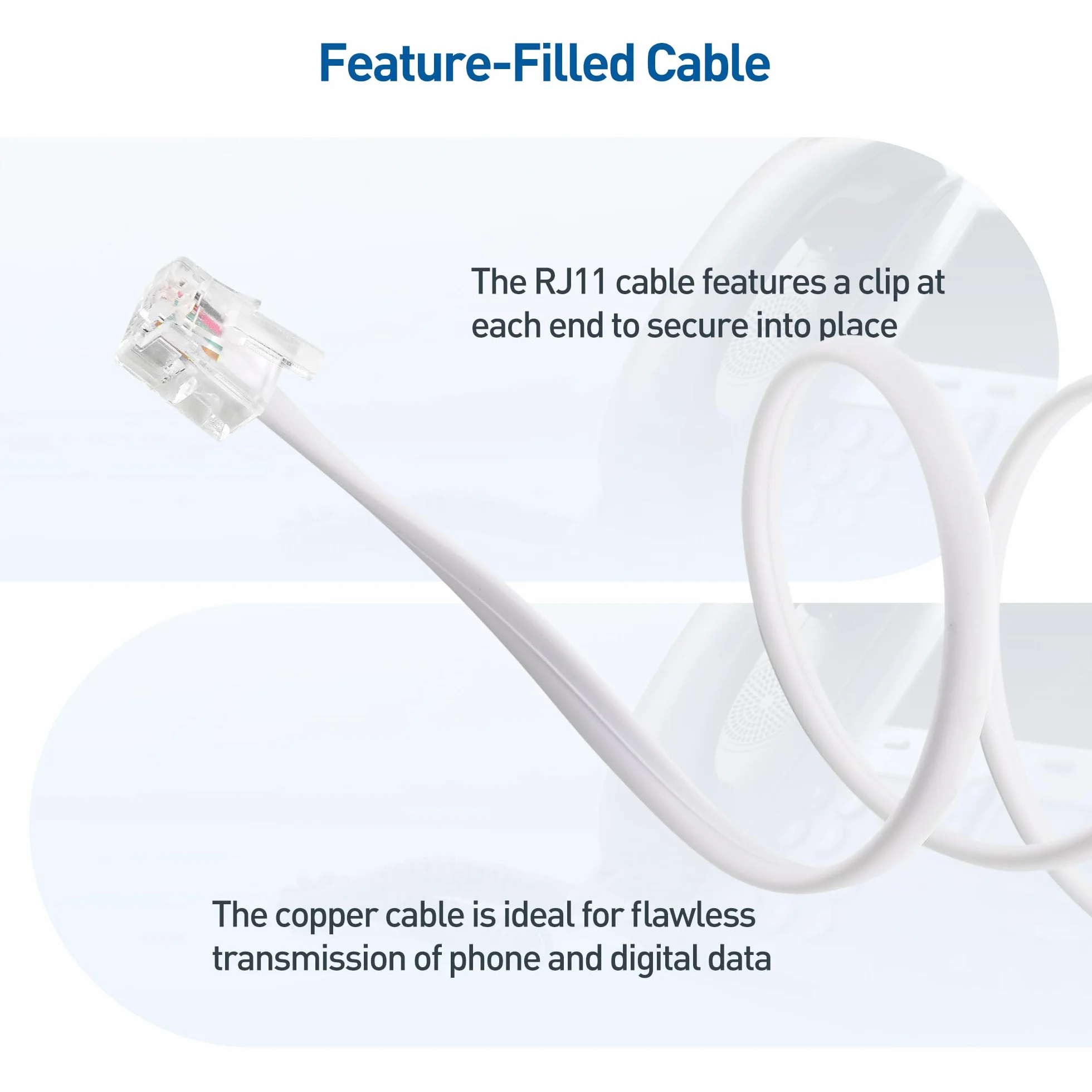 Cable Matters Paquete de 2 Cable Telefónico RJ11 a RJ11 ADSL 5m Blanco