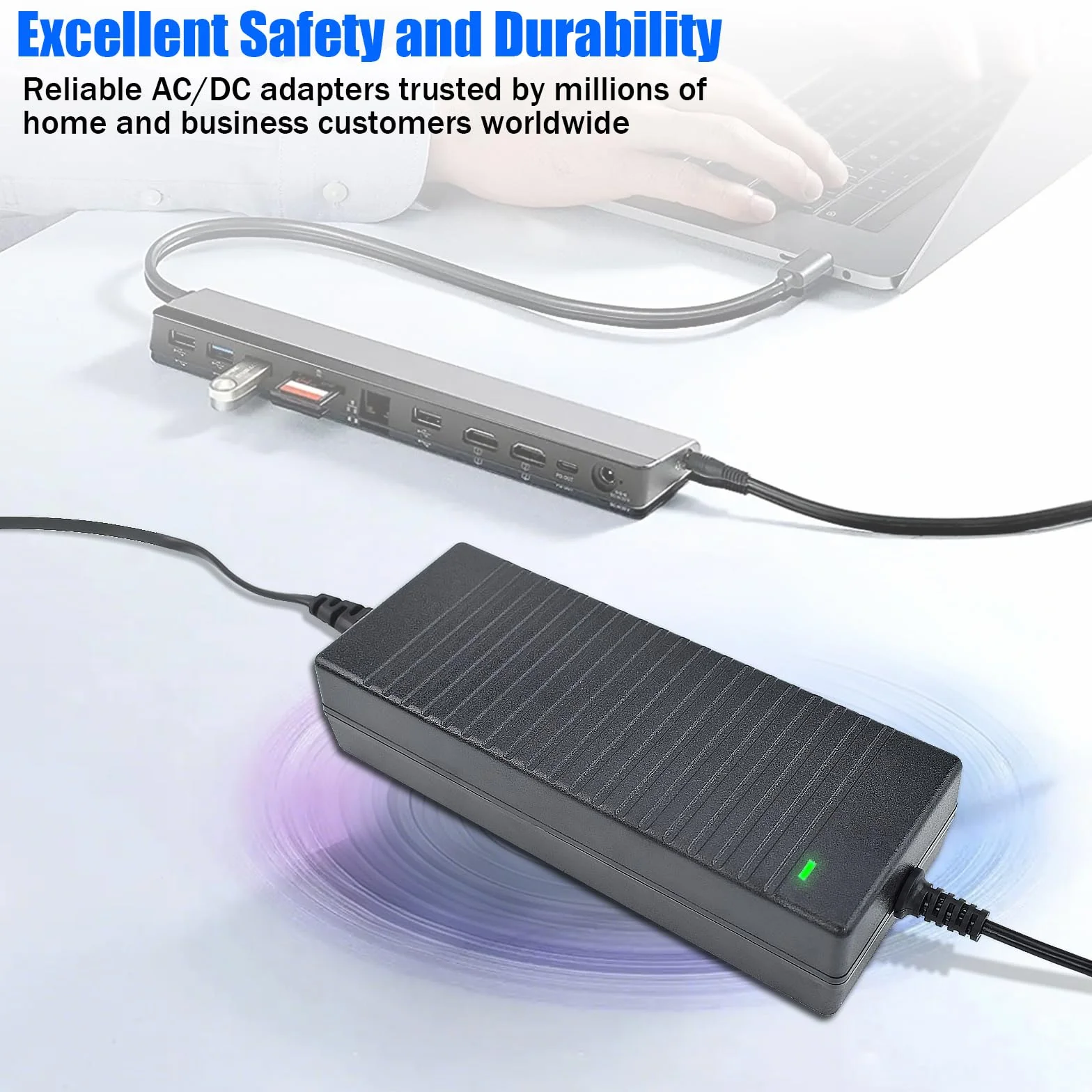 Adaptador de Corriente AC 100-240V a 24V 5A Transformador 120W Fuente de Alimentación Universal con Enchufe de 5.5 x 2.5 mm para Tiras LED, Cámaras, DVD, Pantallas LCD y Otros