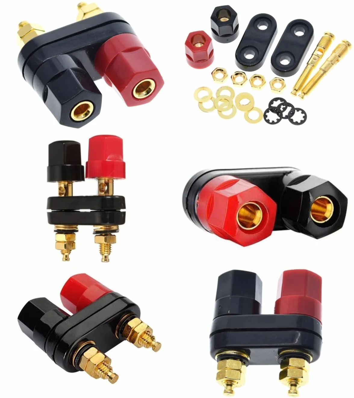SamHeng Conector Banana 2 Vías Terminal de Doble Borne 4 mm para Altavoz Amplificador Potencia
