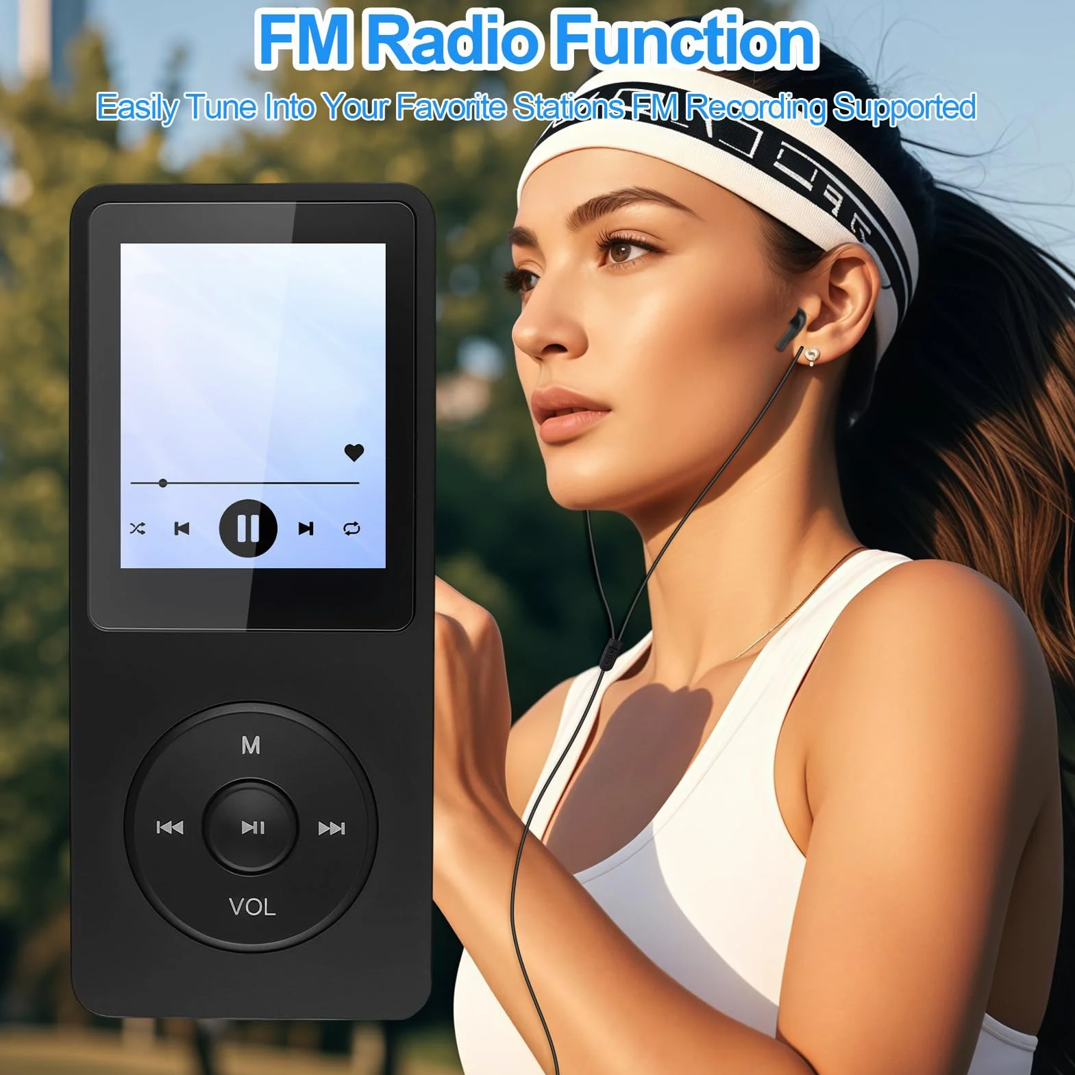 Reproductor MP3 Bluetooth 5.3, 64GB Reproductor de Música con Radio FM Grabadora de Voz, E-Book, HiFi sin Pérdida MP3 WMA Ape FLAC WAV Tarjeta TF hasta 128GB Auriculares con Cable y Adaptador OTG