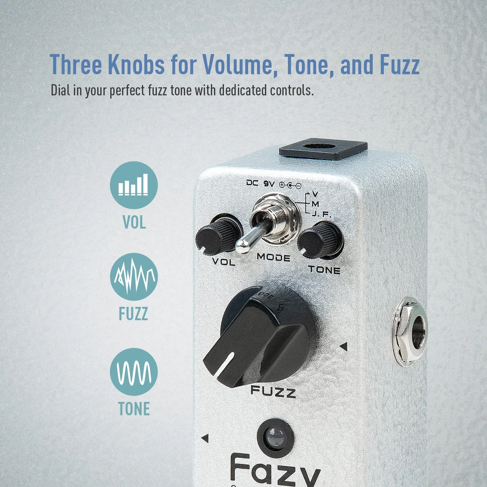 SONICAKE Pedal Fuzz Pedal de Efectos para Guitarra Analógico Clásico con Control de Tono True Bypass Fazy Sandwich