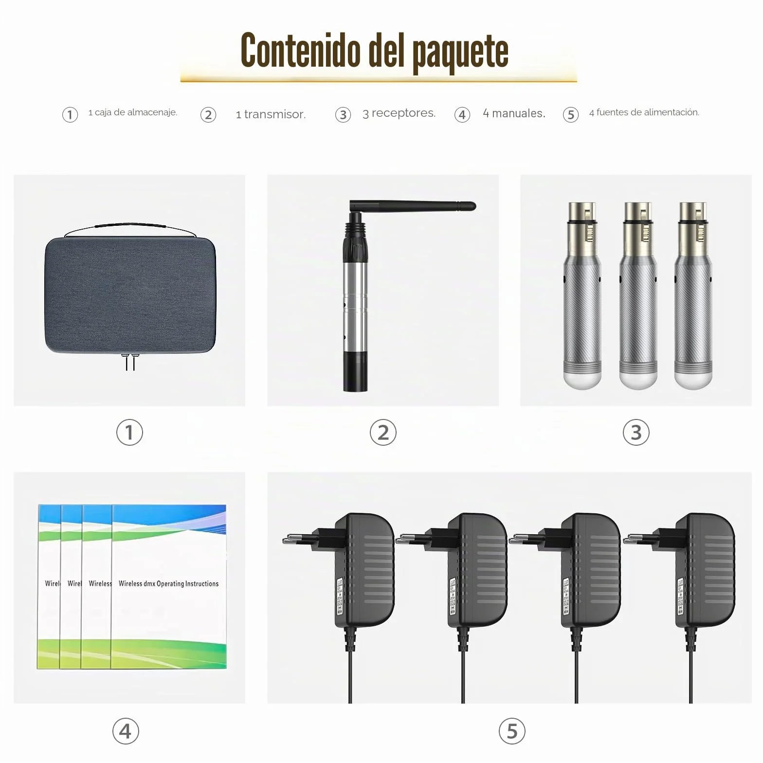 Controlador DMX Inalámbrico UKing con Cajas, Transmisor/Receptor Inalámbrico DMX512, Controlador de Iluminación LED, Funciona con Controlador DMX, Estuche de Almacenamiento Resistente para Transmisor