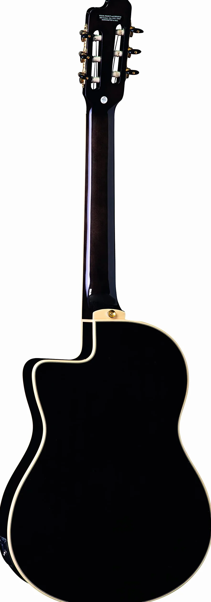 EKO GUITARS – NXT NYLON N100CE SEE THROUGH BLACK, Guitarra Clásica Cutaway Electrificada, Tapa Abeto, Aros, Fondo y Mástil Caoba, Diapasón South American Roupanà, Escala 650 mm, Color Negro
