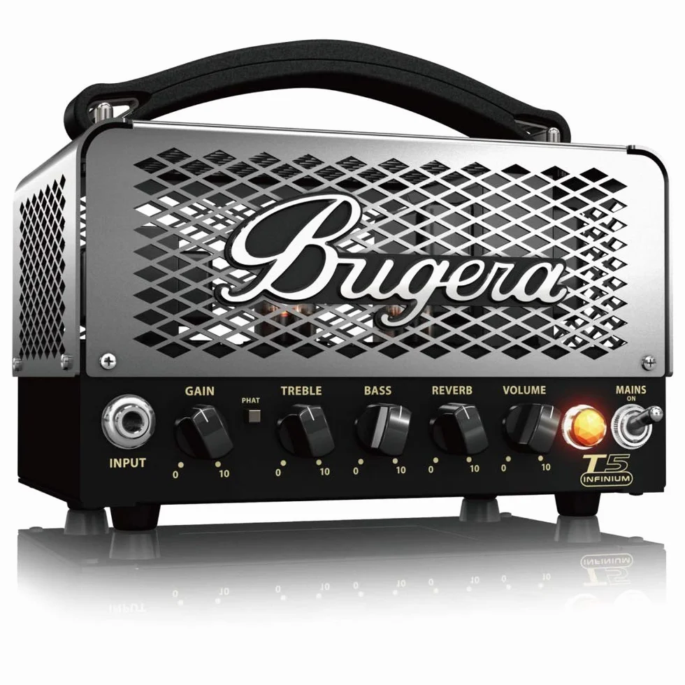 Bugera T5 INFINIUM Cabezal de amplificador de válvulas estilo jaula de 5 vatios con multiplicador de vida útil de válvulas INFINIUM y reverberación