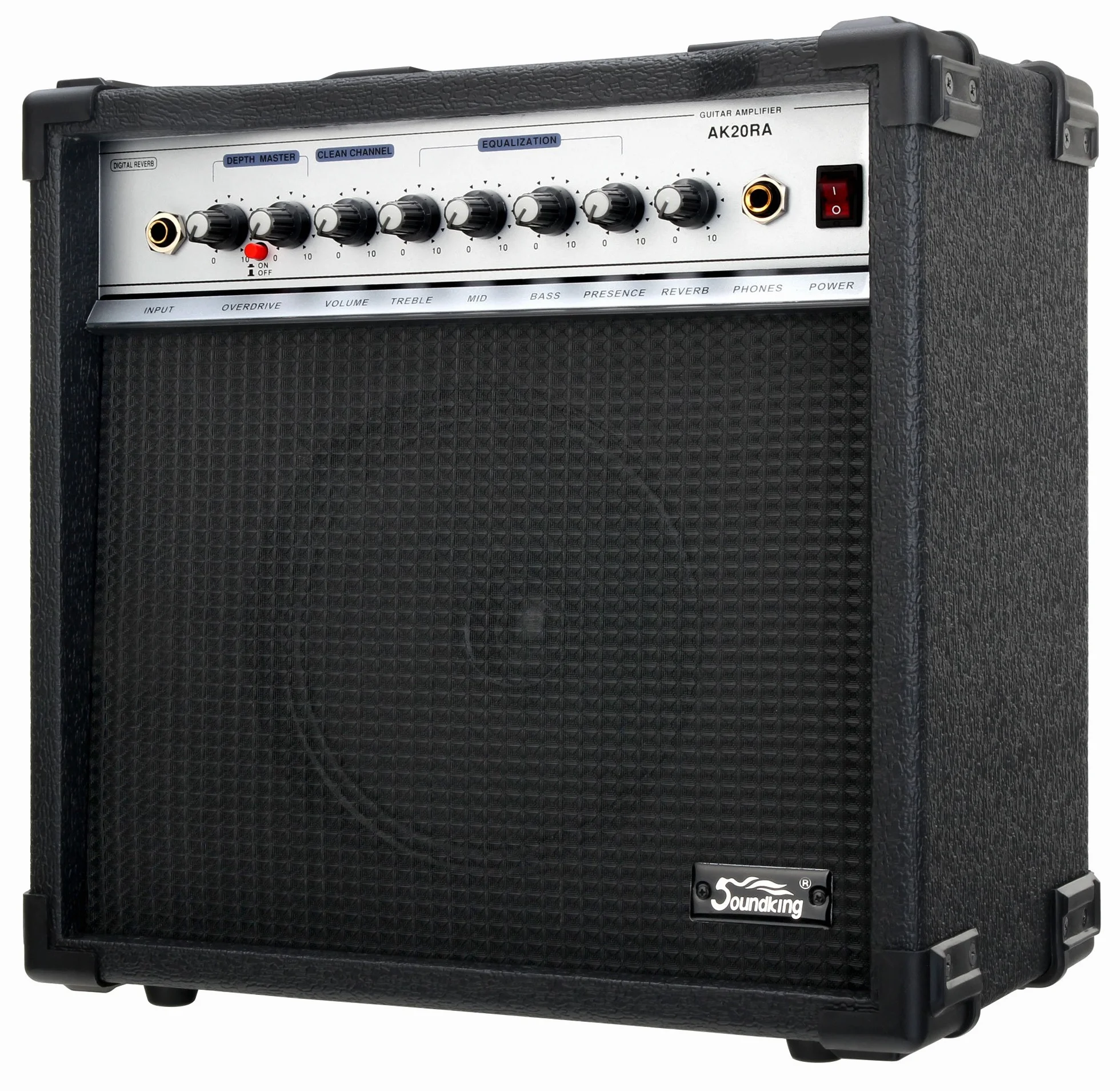 Amplificador de Guitarra Soundking AK20-RA 60W - Ecualizador 4 Bandas - Altavoz 8" - Salida Auriculares y Entrada Pedal - Combo Ideal para Principiantes con Esquinas Protectoras.
